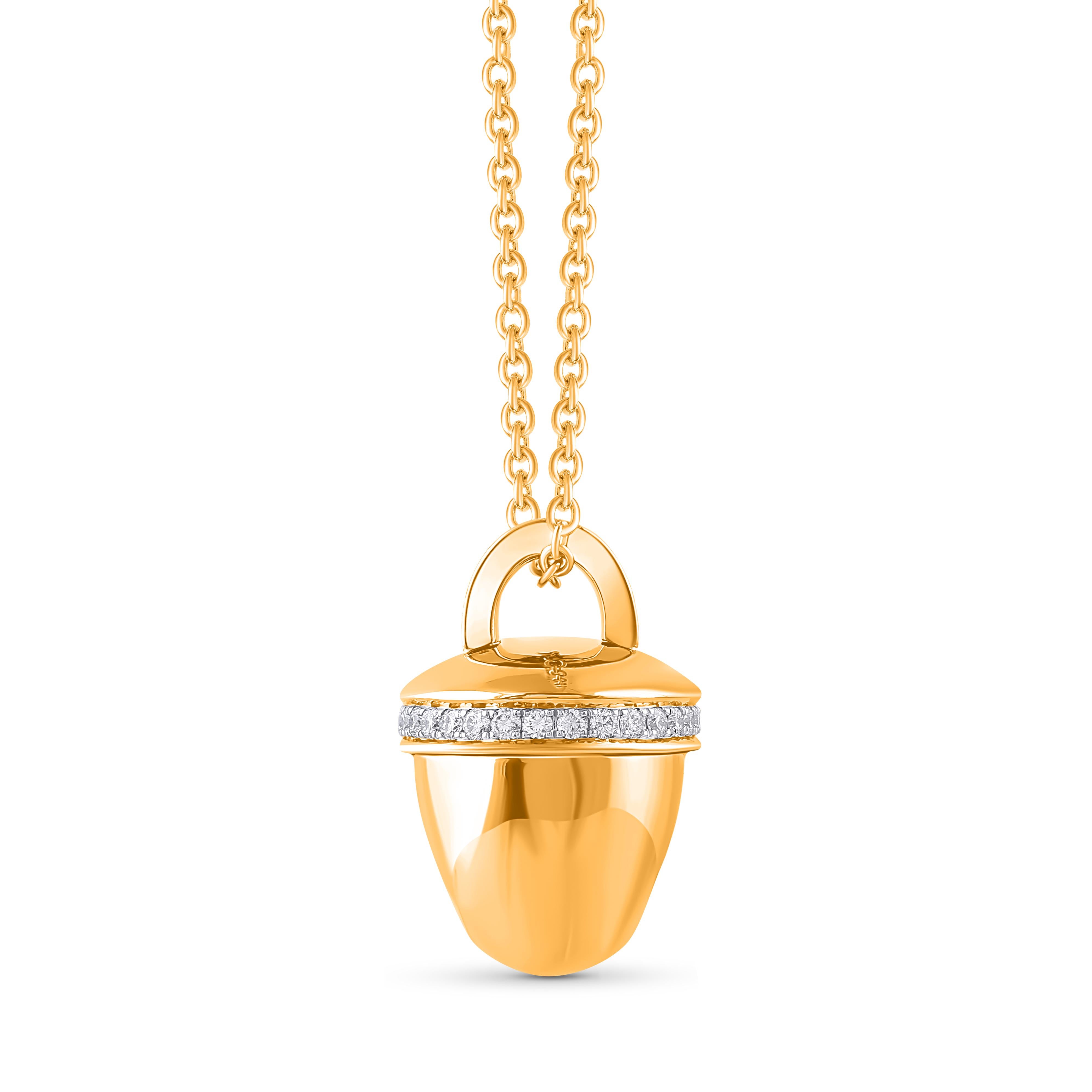 Contemporaneo Collana con ciondolo Ghunghroo di diamanti incolore Nature 1/5 CT di Harakh in vendita