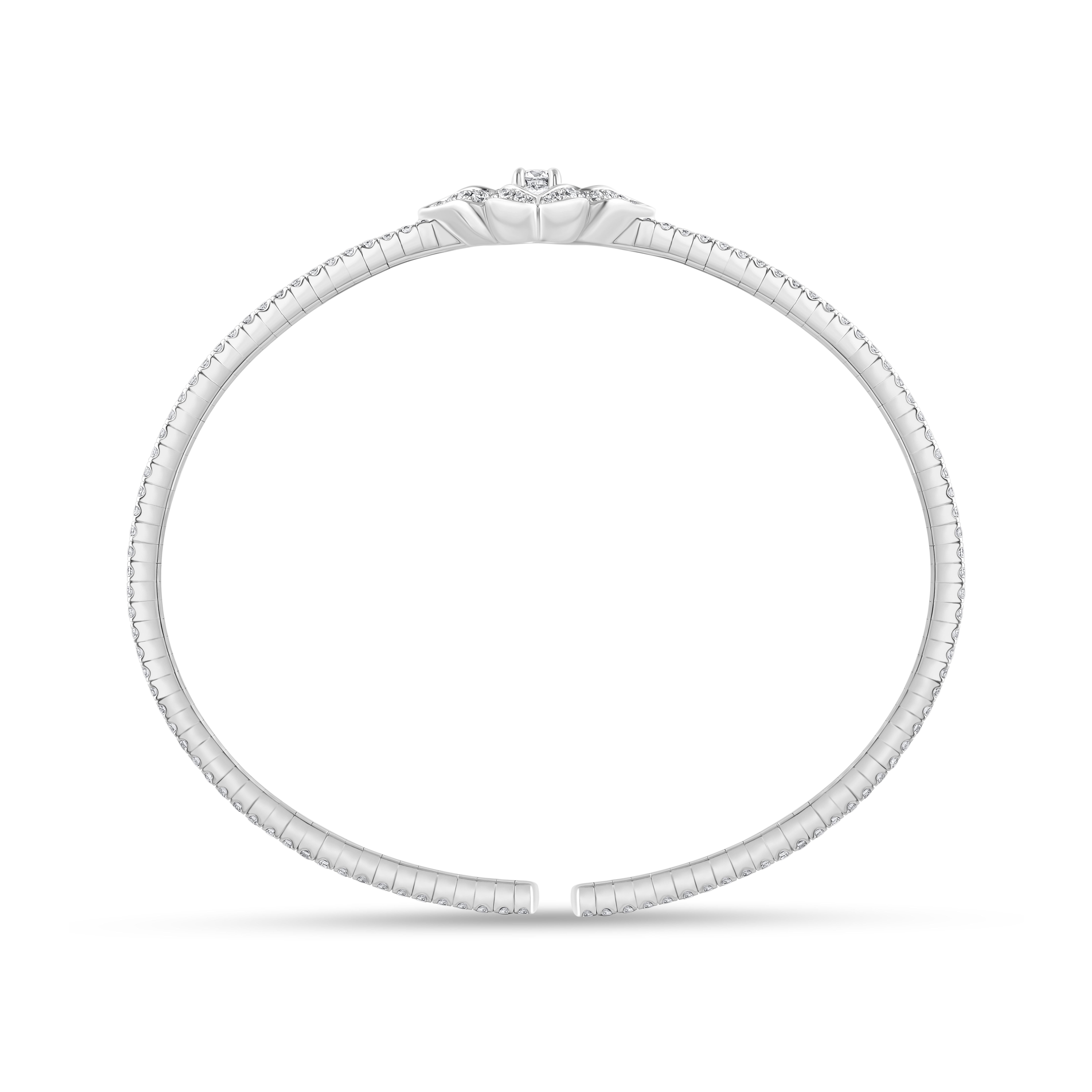 Contemporary HARAKH 1 7/8 CT Colorless Diamond Mandala Bangle in 18KT White Gold For Sale