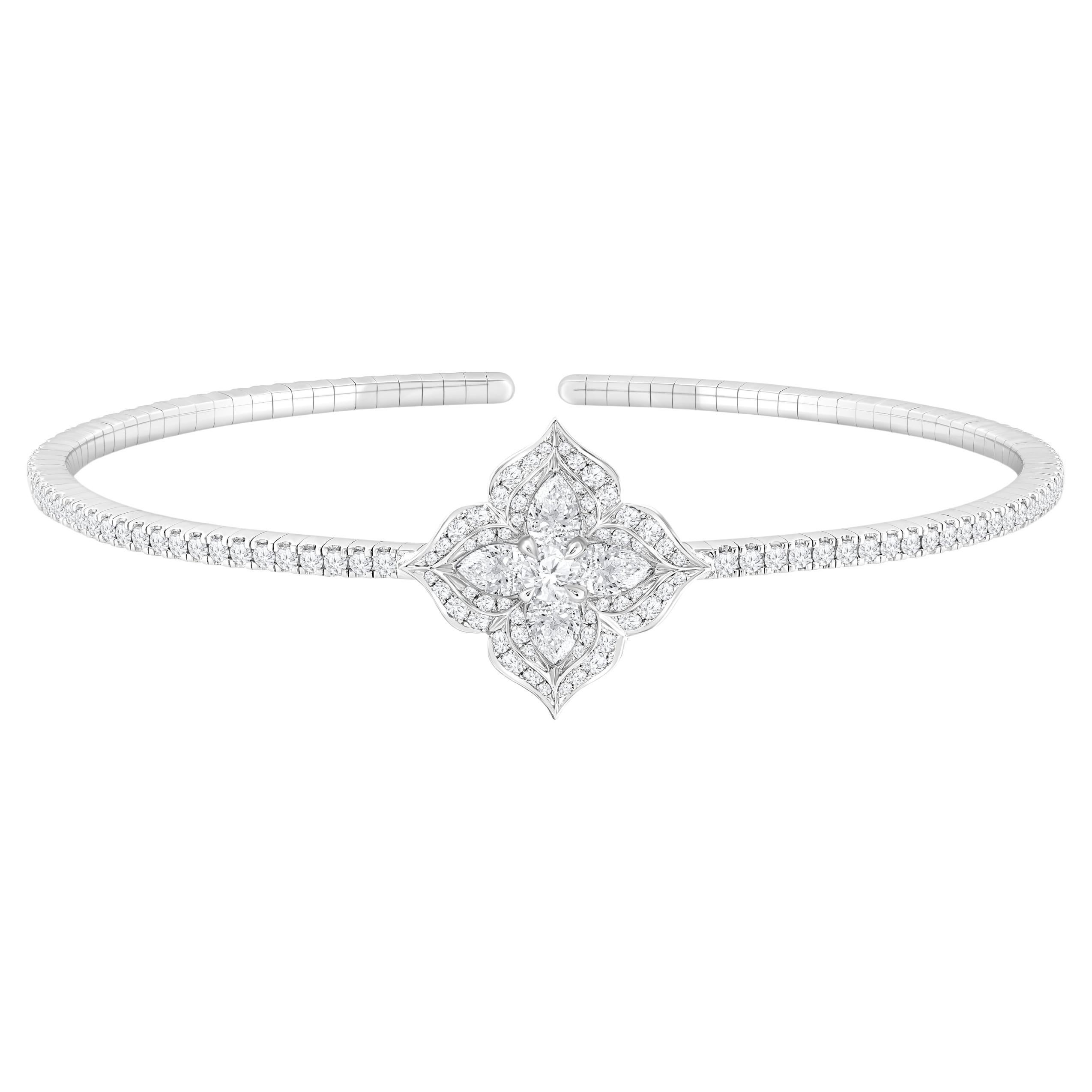 HARAKH 1 7/8 CT Colorless Diamond Mandala Bangle in 18KT White Gold