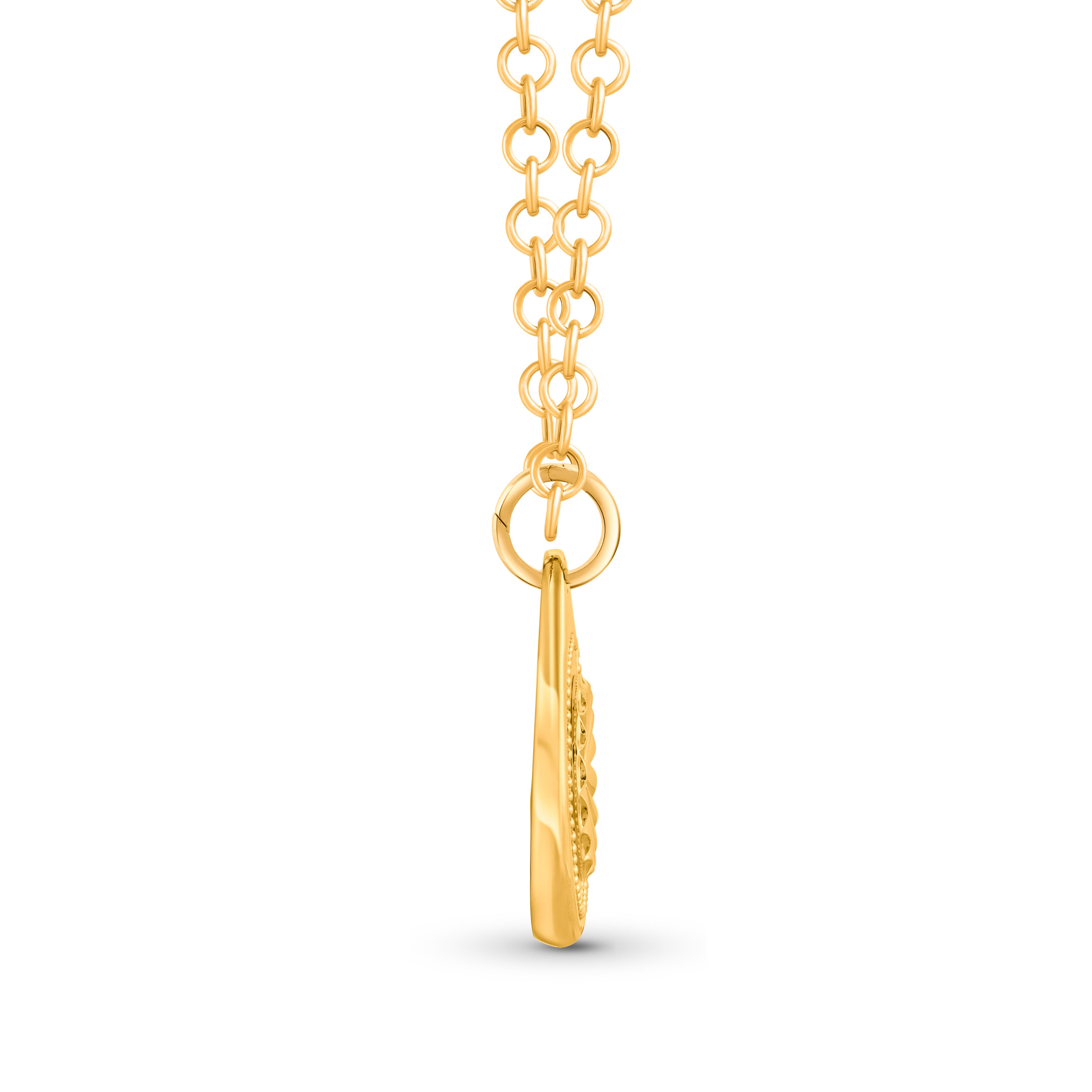 The Parasol pendant necklace from the Drops of JOY collection represents Protection. Drops of JOY collection is inspired by auspicious symbols and spiritually significant icons that many cultures believe invite positive energies. 

Crafted in