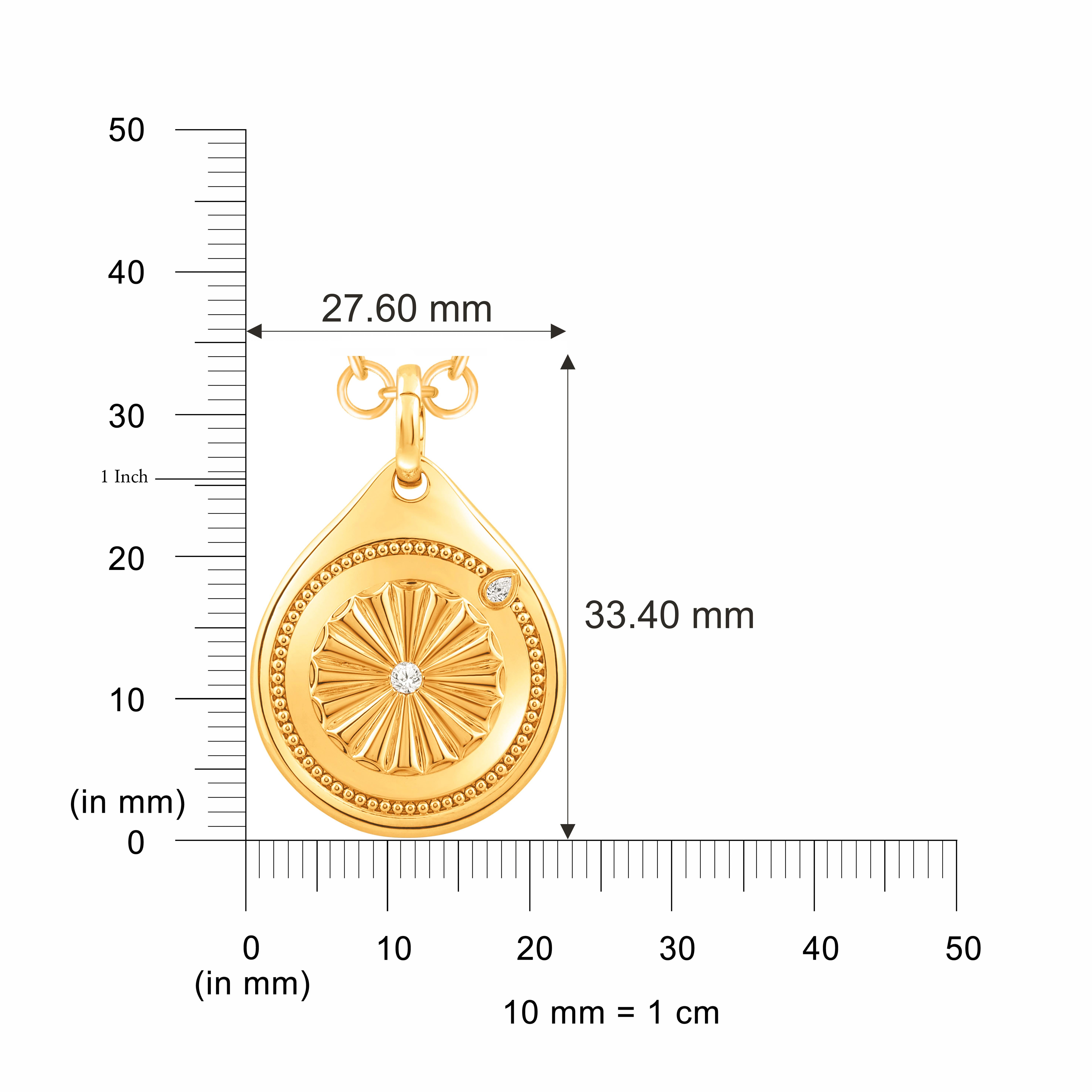 Taglio brillante HARAKH 1/8 CT Colorless Diamond Drop of JOY Protection Pendant Necklace 18K Gold in vendita