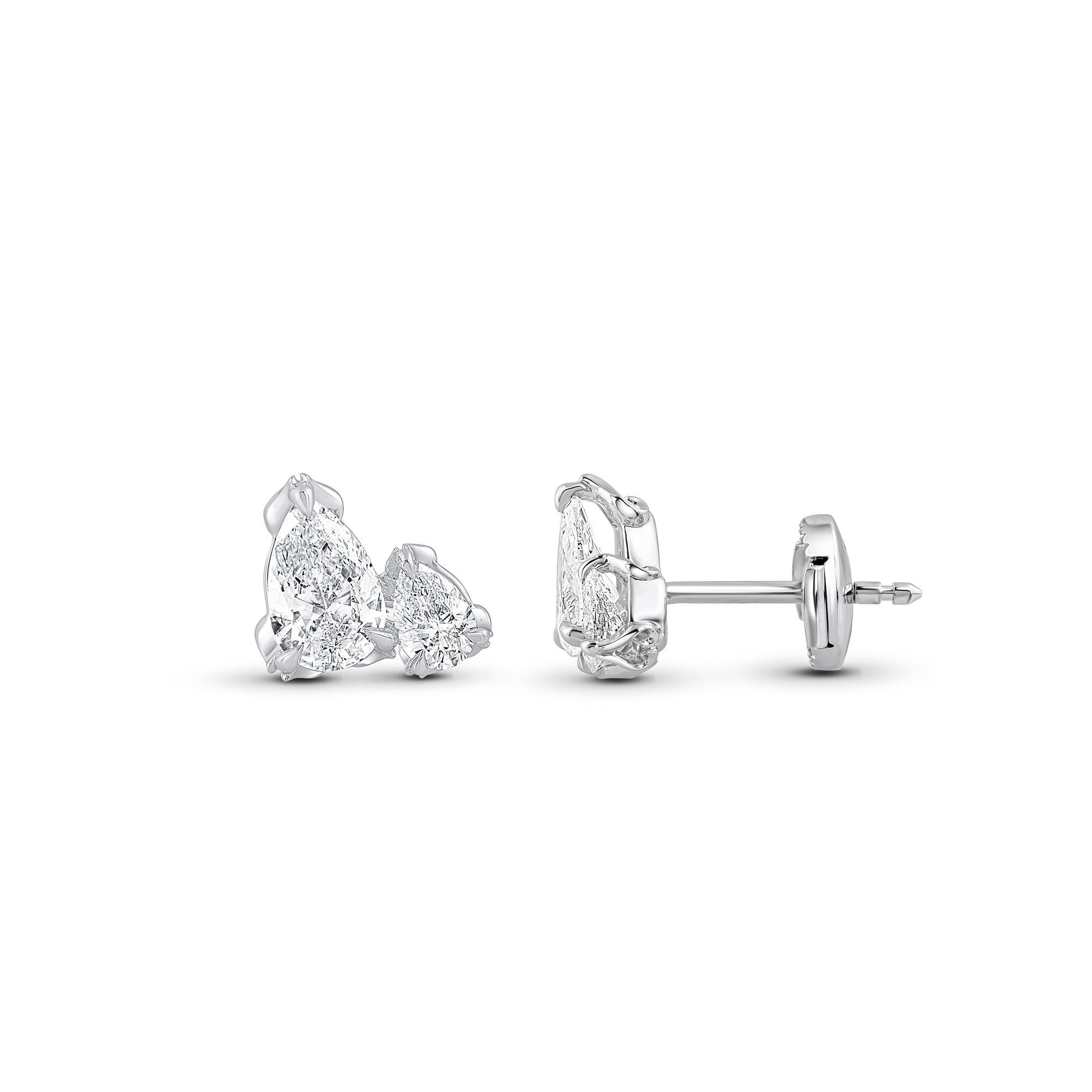 Harakh 1 Karat Brillantschliff natürlicher farbloser Diamant Regenbogen-Ohrstecker (Zeitgenössisch) im Angebot