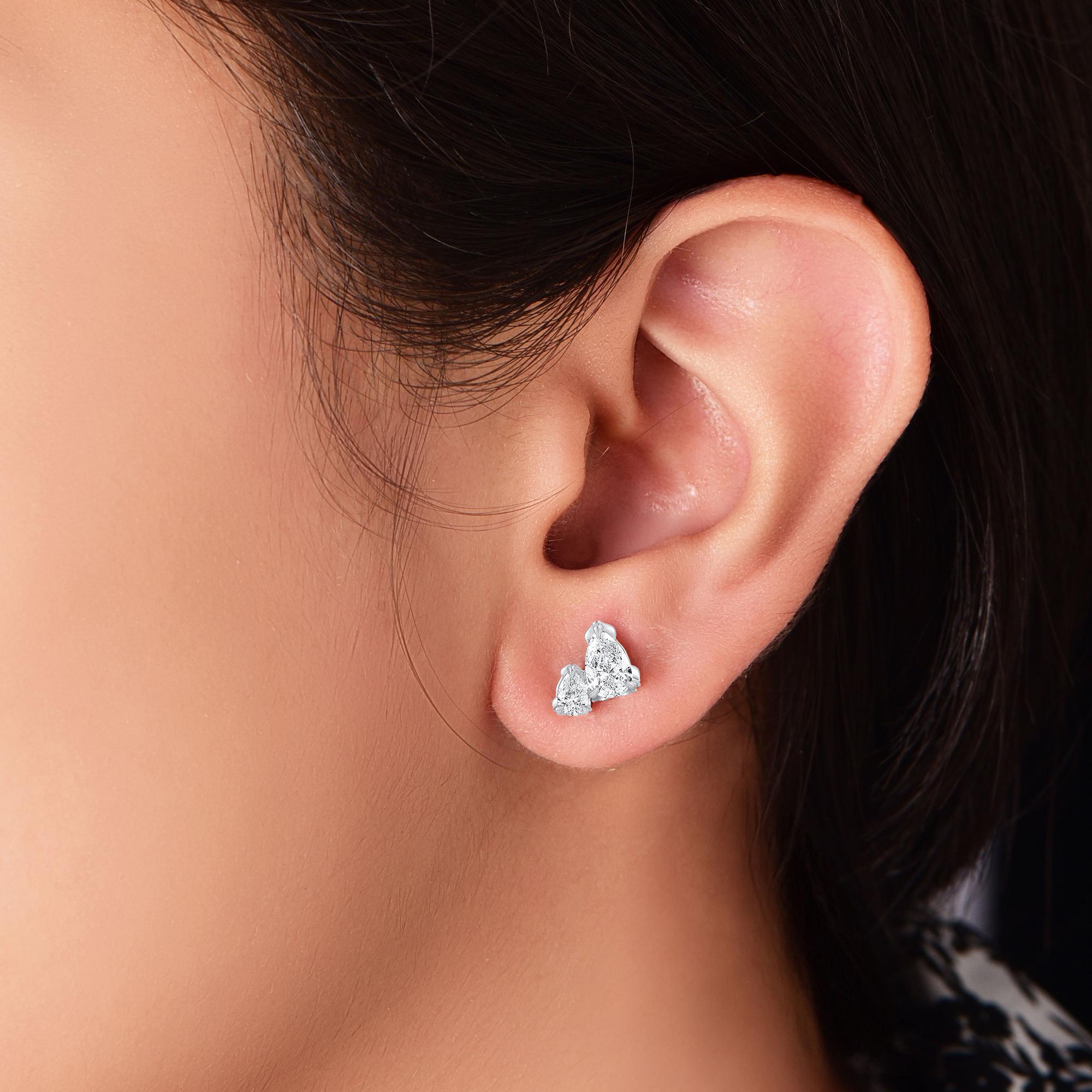 Harakh 1 Karat Brillantschliff natürlicher farbloser Diamant Regenbogen-Ohrstecker im Zustand „Neu“ im Angebot in New York, NY