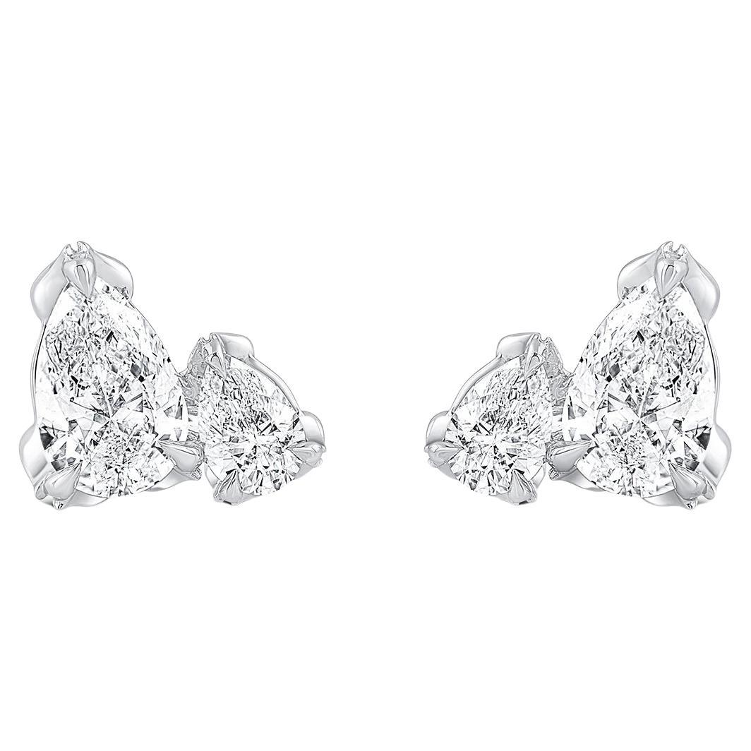 Harakh 1 Carat Brilliant Cut Natural Colorless Diamond Raindrop Stud Earrings