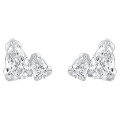 Harakh 1 Carat Brilliant Cut Natural Colorless Diamond Raindrop Stud Earrings
