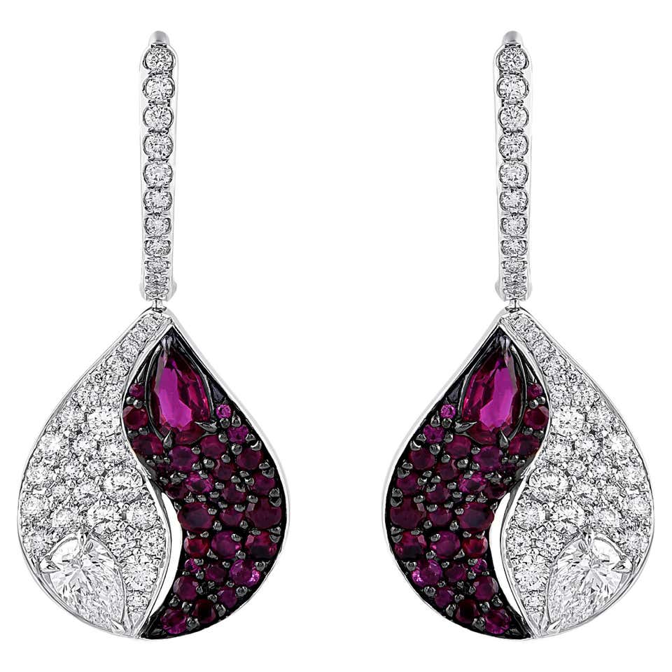 Harakh 3/4 Ct Brilliant Cut Natural Diamond and Ruby Mandala Stud ...