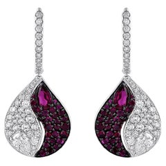 HARAKH 1.00 CT Diamante Natural Incoloro Corte Brillante Pendientes de Gota de Rubí