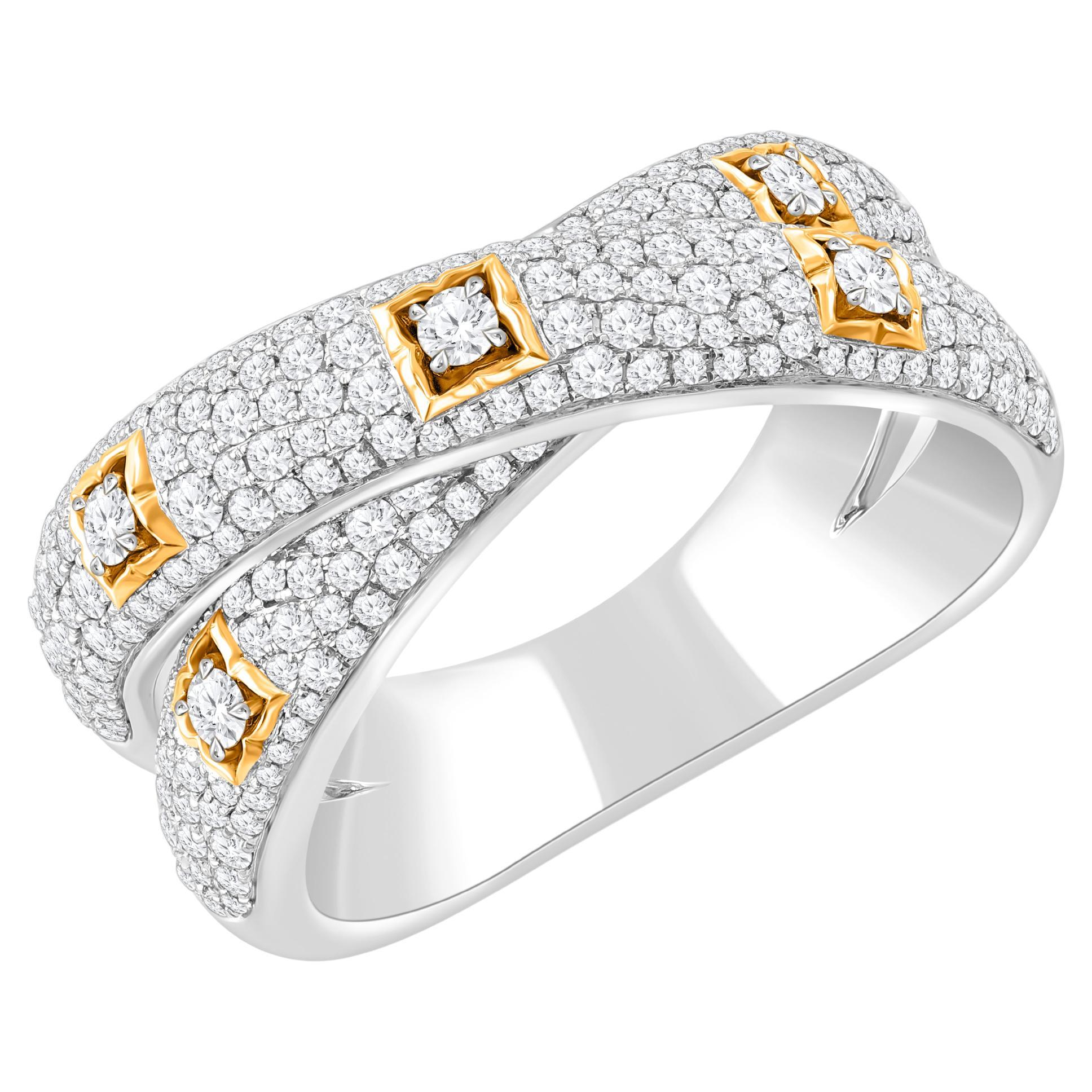 Harakh 1 Carat Colorless Diamond 18 KT Two Tone Gold Mandala Ornate Dome Ring