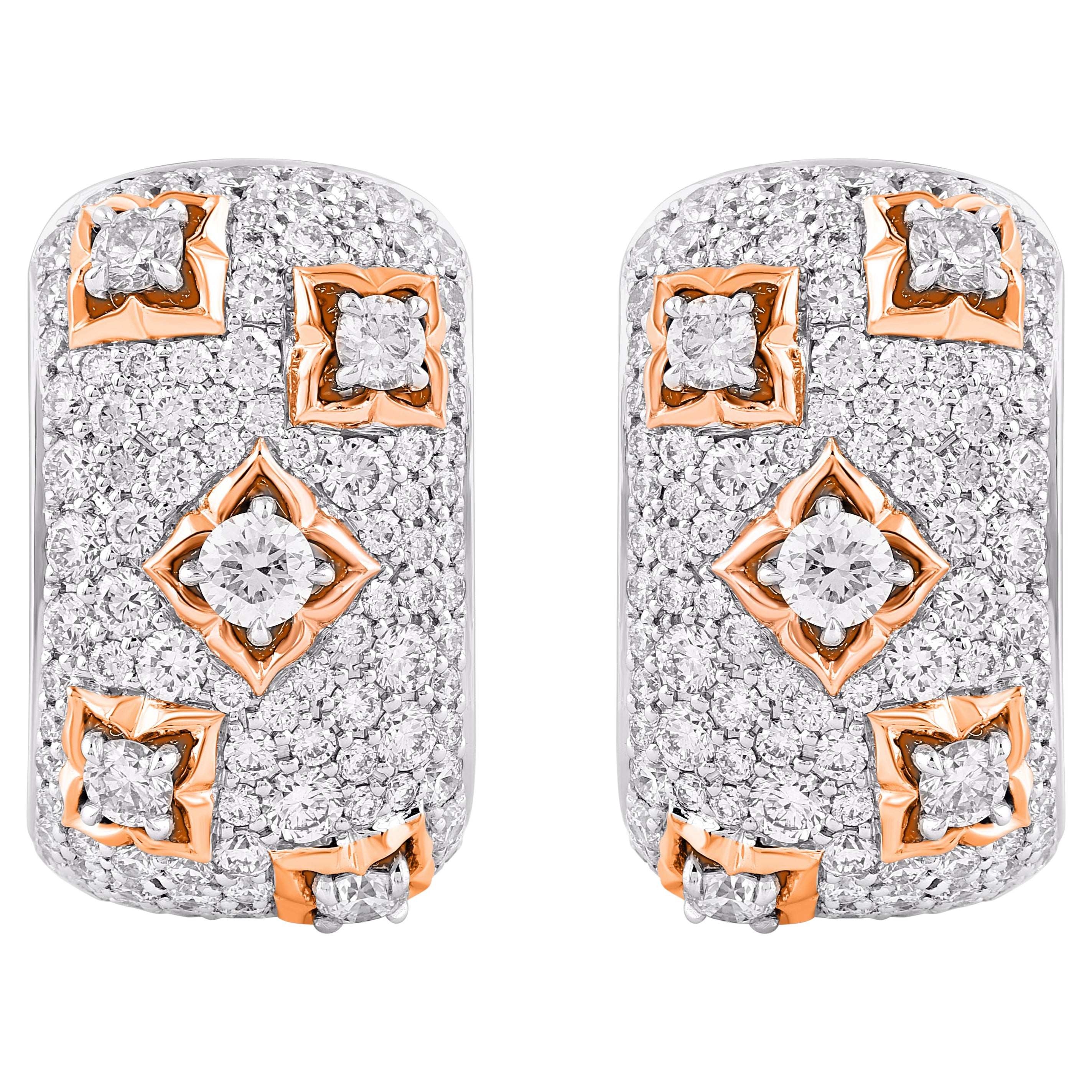 HARAKH 1 Karat Natürlicher Brillant Diamant Mandala Ohrringe aus 18 KT Gold