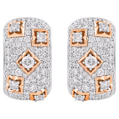HARAKH 1 Carat Natural Brilliant Diamond Mandala Hoop Earrings in 18 KT Gold