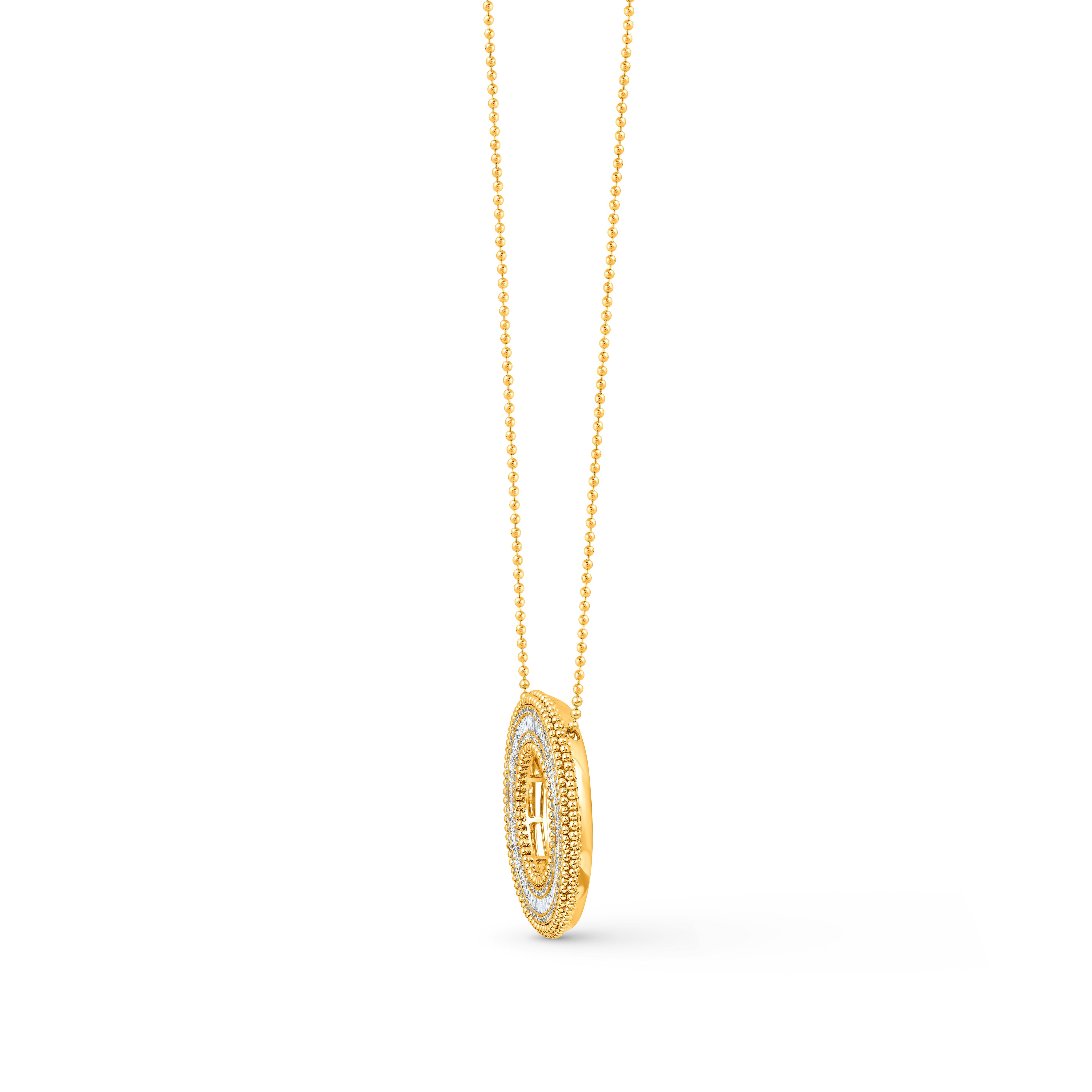Contemporain HARAKH Collier pendentif Sunlight en or 18 carats avec diamants baguettes incolores 1 carat en vente