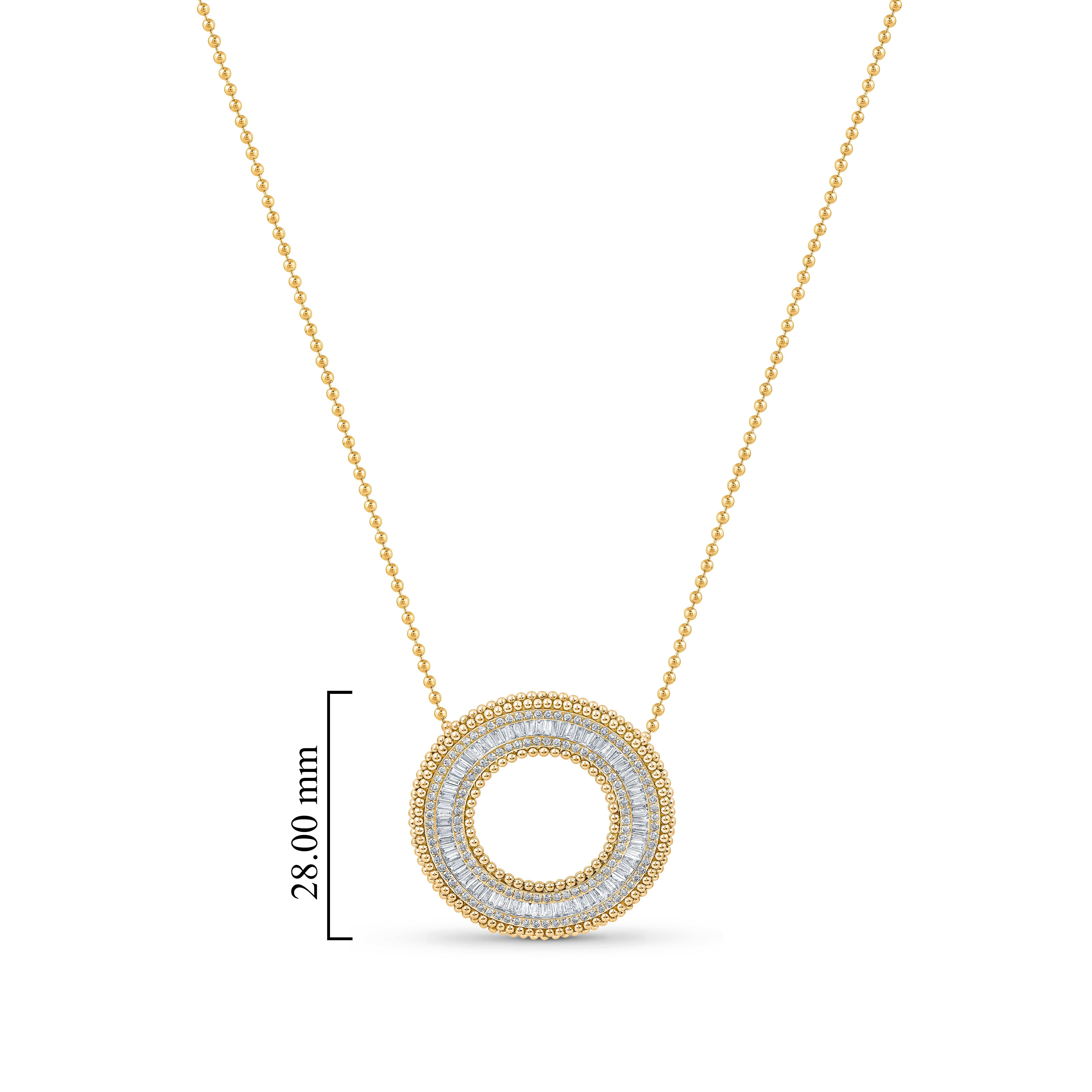 Taille baguette HARAKH Collier pendentif Sunlight en or 18 carats avec diamants baguettes incolores 1 carat en vente