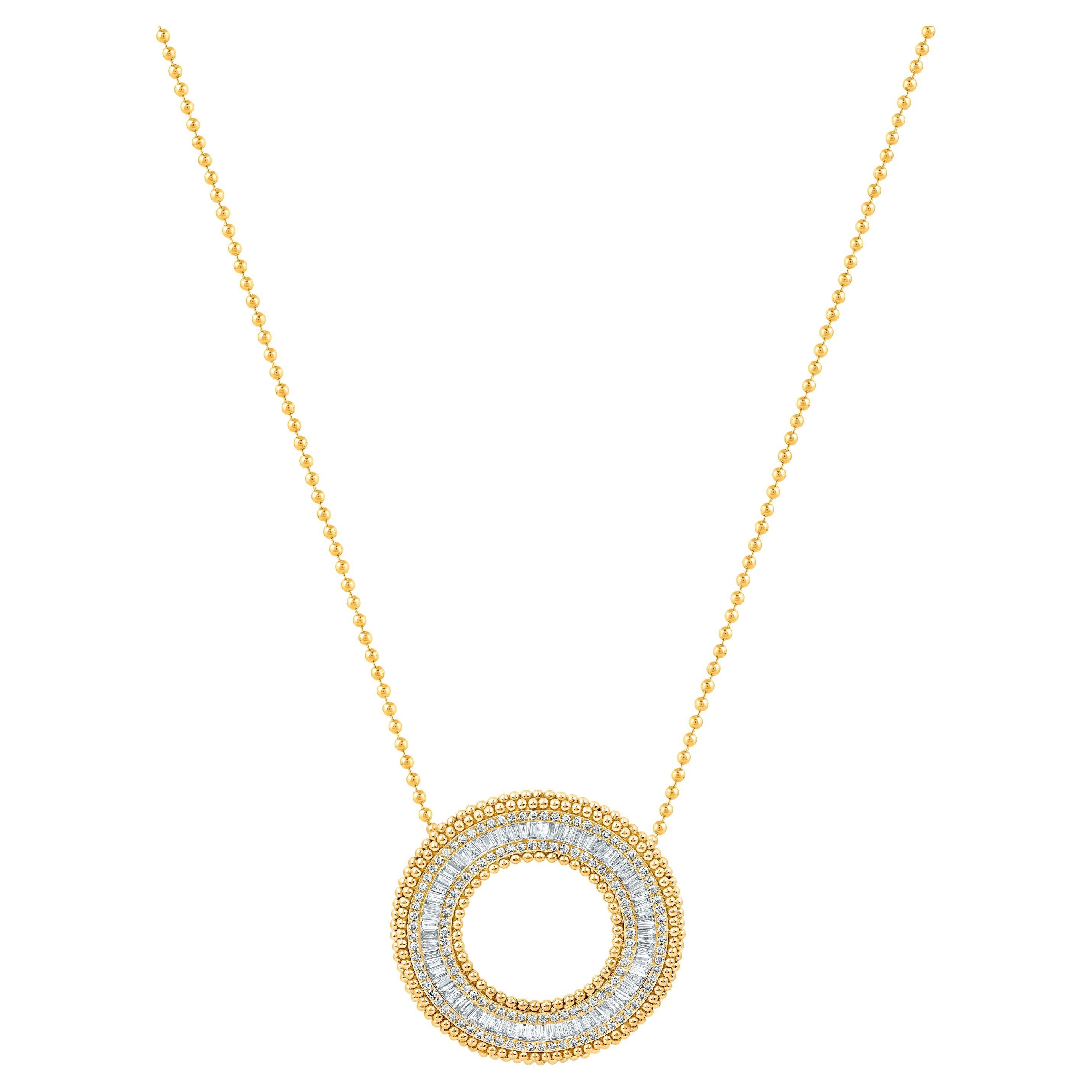 HARAKH 1 CT Collar Colgante de Luz Solar con Diamantes Baguette Incoloros en Oro de 18 KT