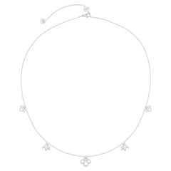 HARAKH 1 CT Colorless Diamond Cascade Cluster Necklace 18KT White Gold
