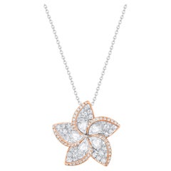 HARAKH Collar Colgante Floral Frangipani 1 CT Diamante Incoloro Oro 18KT