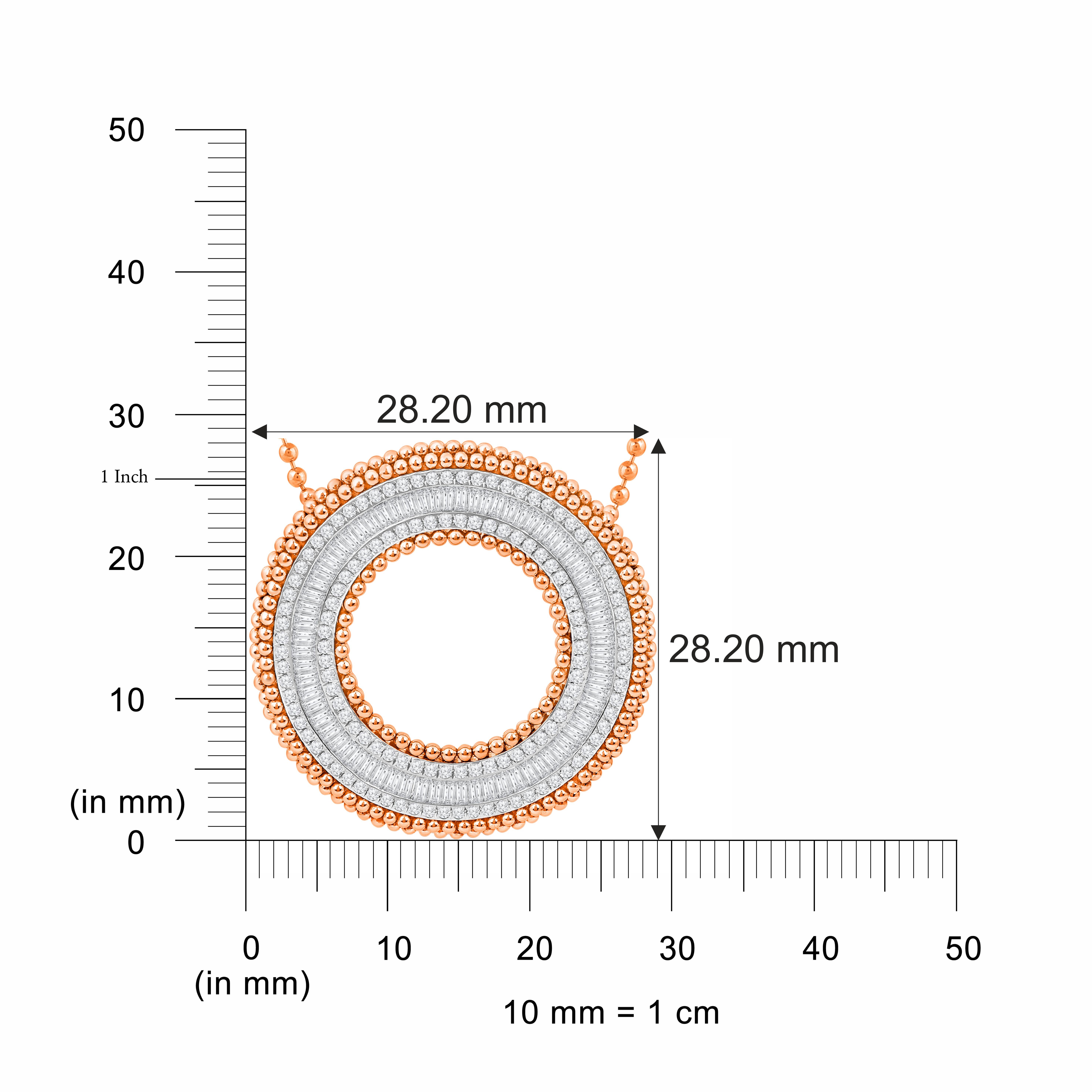 Taglio baguette Harakh 1 CT Diamante incolore Luce del Sole Collana in oro rosa 18K Pota in vendita
