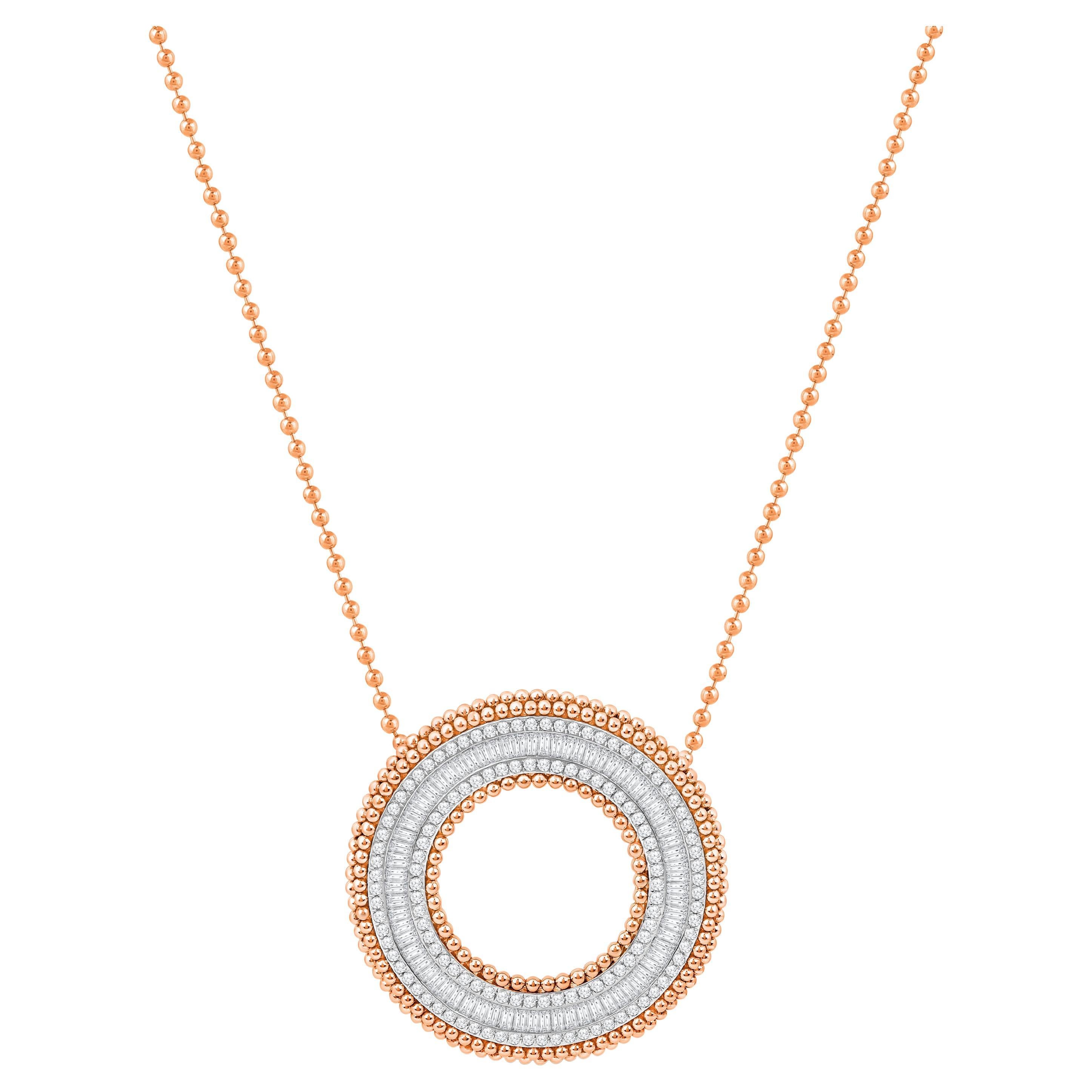 Harakh 1 CT Diamante incolore Luce del Sole Collana in oro rosa 18K Pota