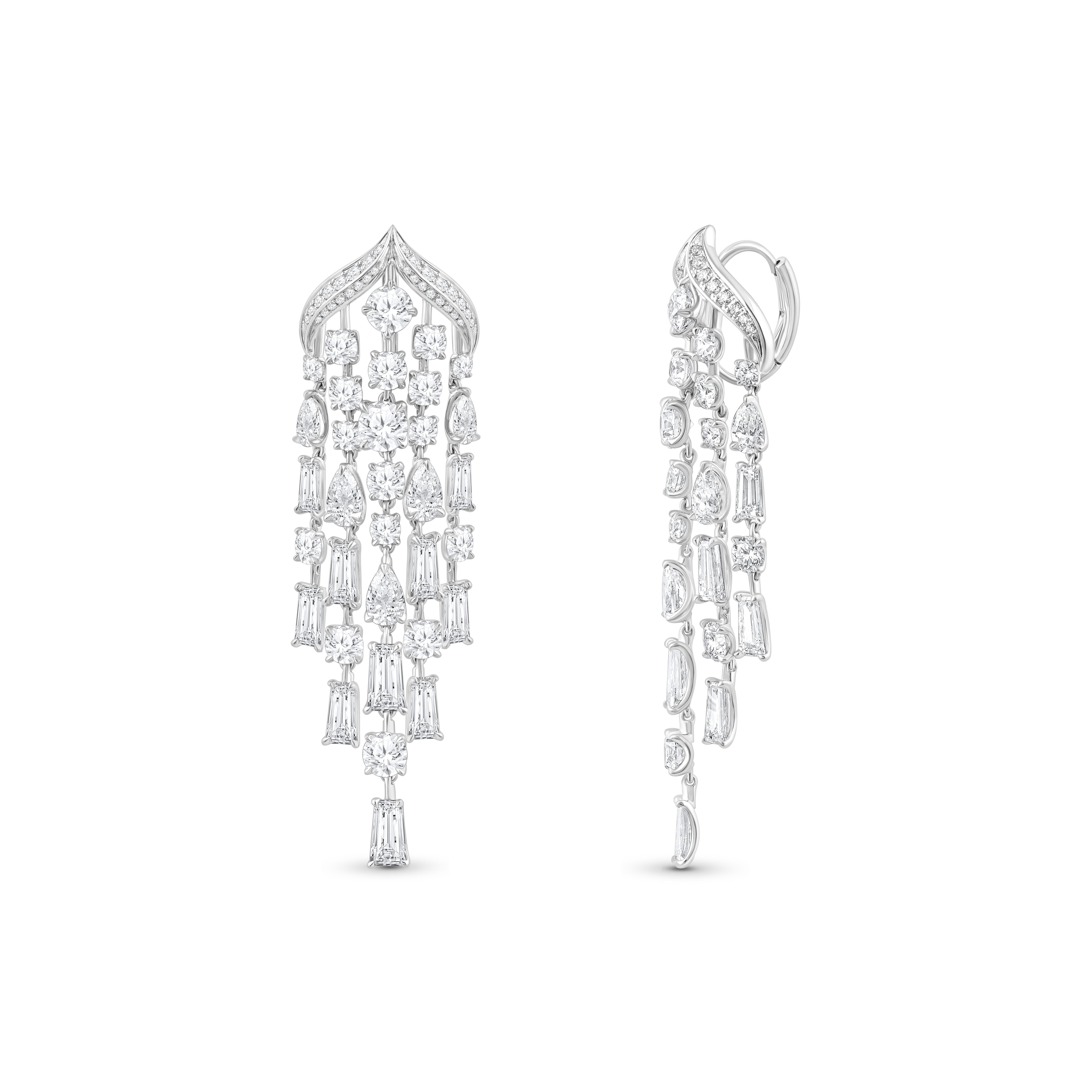 Inspired by sacred symbols that invoke a sense of divinity, these earrings from the Mandala Collection are gracefully adorned with a mix of brilliant and rose-cut diamonds. Crafted in 18KT white gold with a total diamond weight of 10.00 carats, they