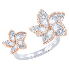 Harakh 1.00 Carat Colorless Natural Diamond 18 Karat Gold Floral Engagement Ring