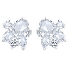 Harakh 1.00 Carat Rose and Brilliant Cut Natural Diamond Stud Earrings