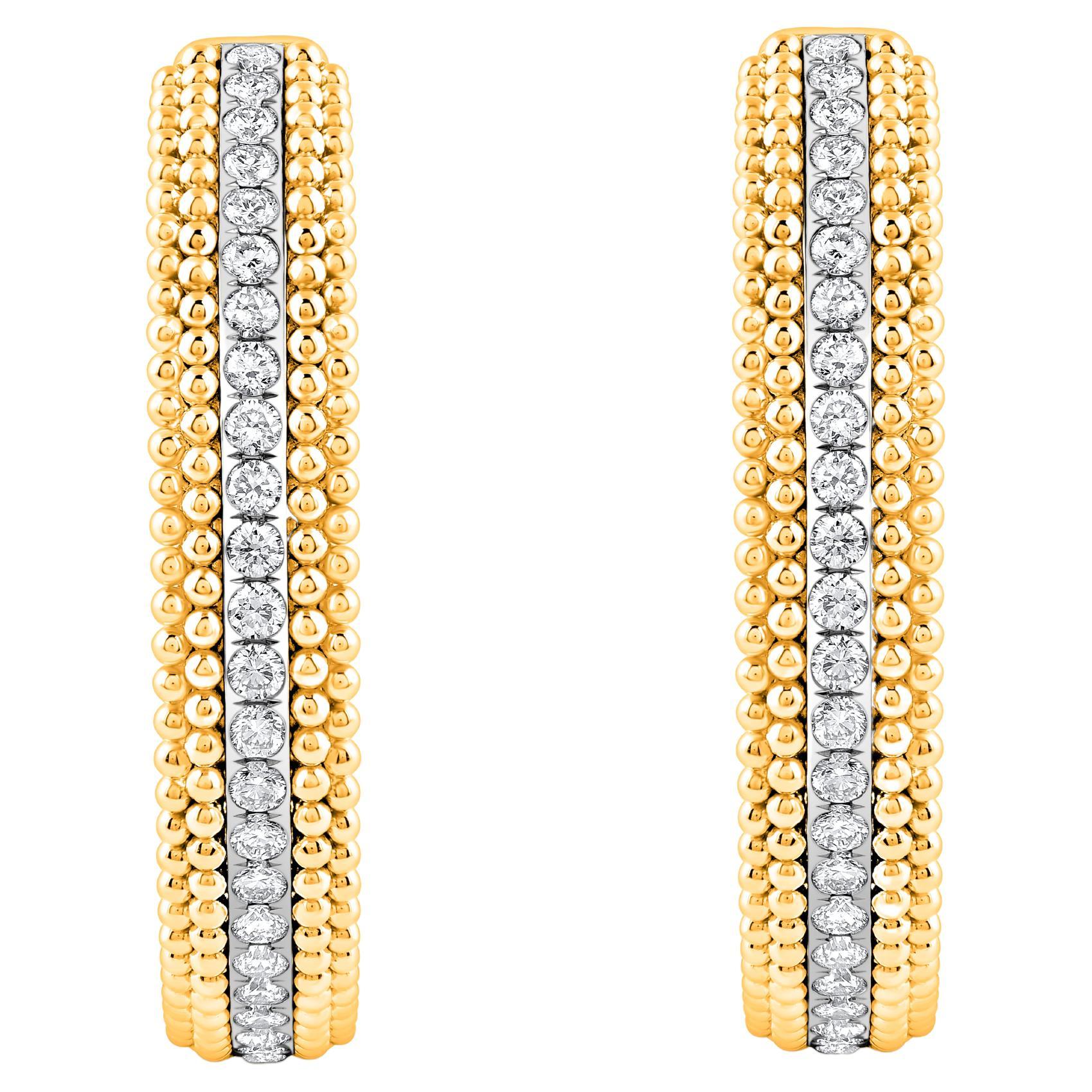 HARAKH 1.00 CT Natural Colorless Diamond 18KT Yellow Gold Sunlight Hoop Earrings
