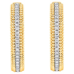 HARAKH 1.00 CT Natural Colorless Diamond 18KT Yellow Gold Sunlight Hoop Earrings