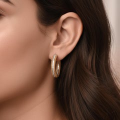 HARAKH 1.00 CT Natural Colorless Diamond 18KT Yellow Gold Sunlight Hoop Earrings