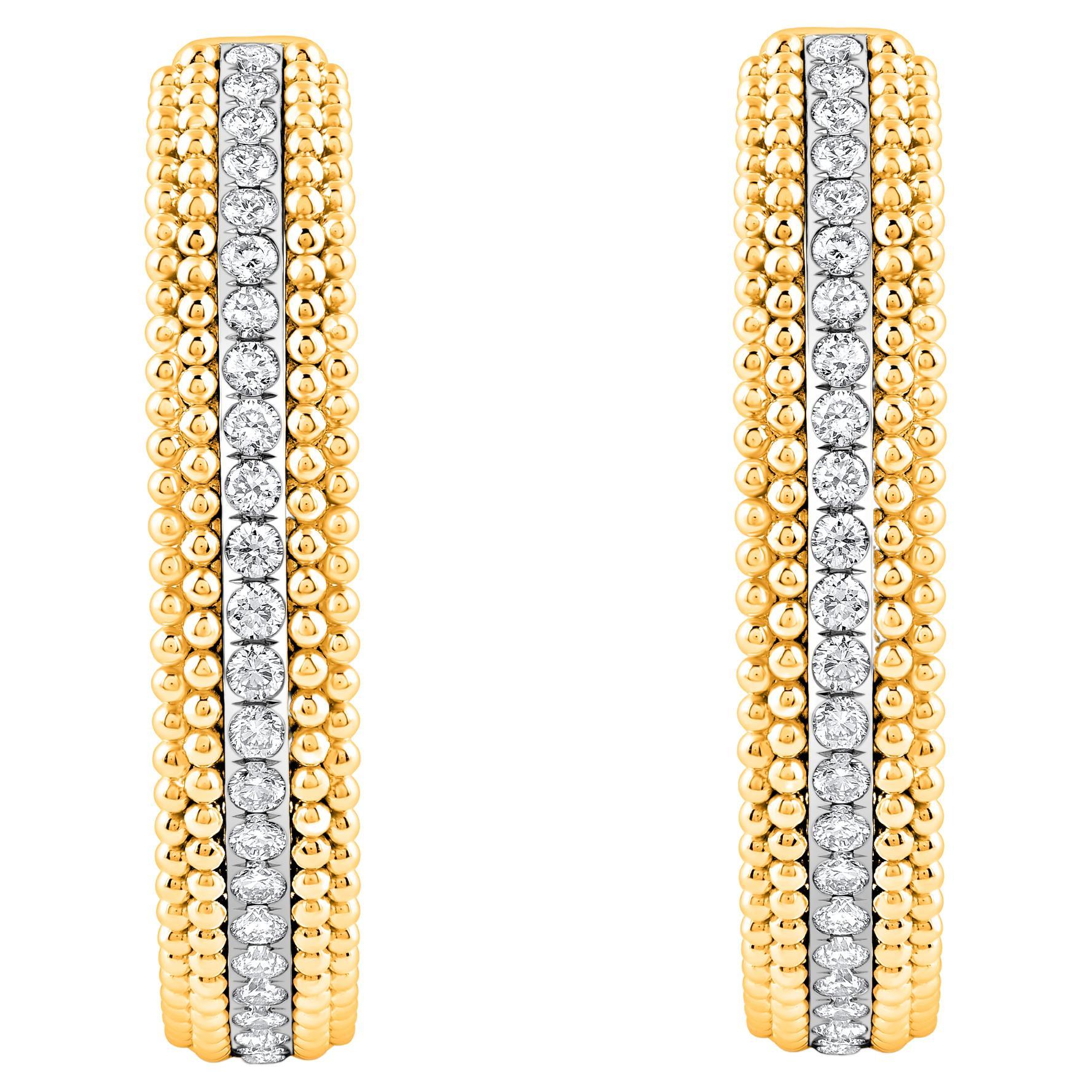 HARAKH Orecchini a cerchio in oro giallo 18KT con diamante incolore naturale da 1,00 CT