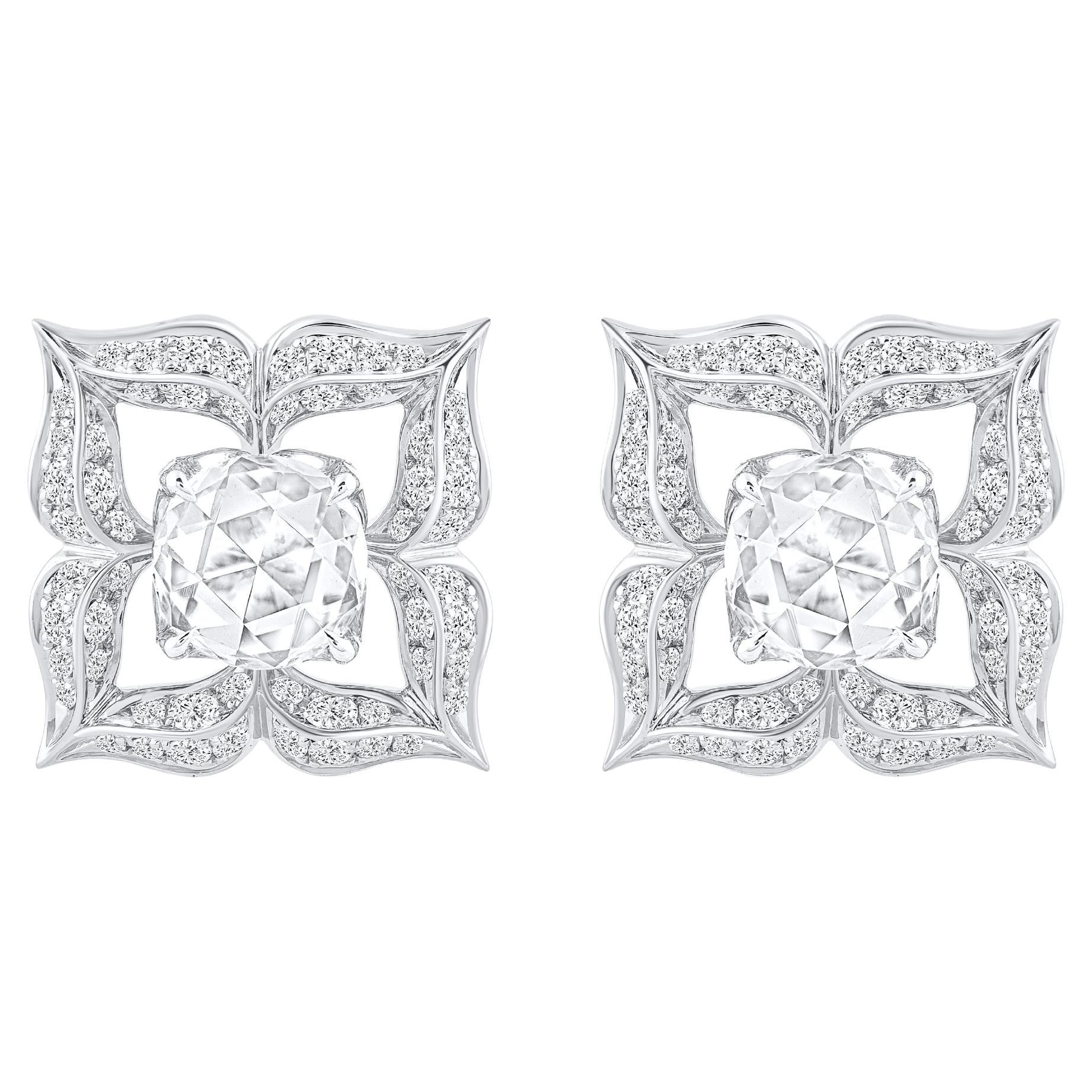 HARAKH 1,00 CT Diamante natural incoloro talla rosa y talla brillante Pendiente con tachuela