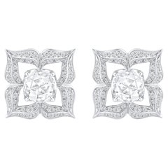 Harakh 1,00 CT Diamante naturale incolore taglio rosa e Brilliante Orecchino con perno