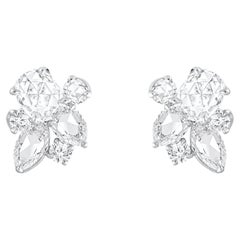 HARAKH 1.00 CT Natural Colorless Diamond Rose cut and Brilliant Cut Stud Earring