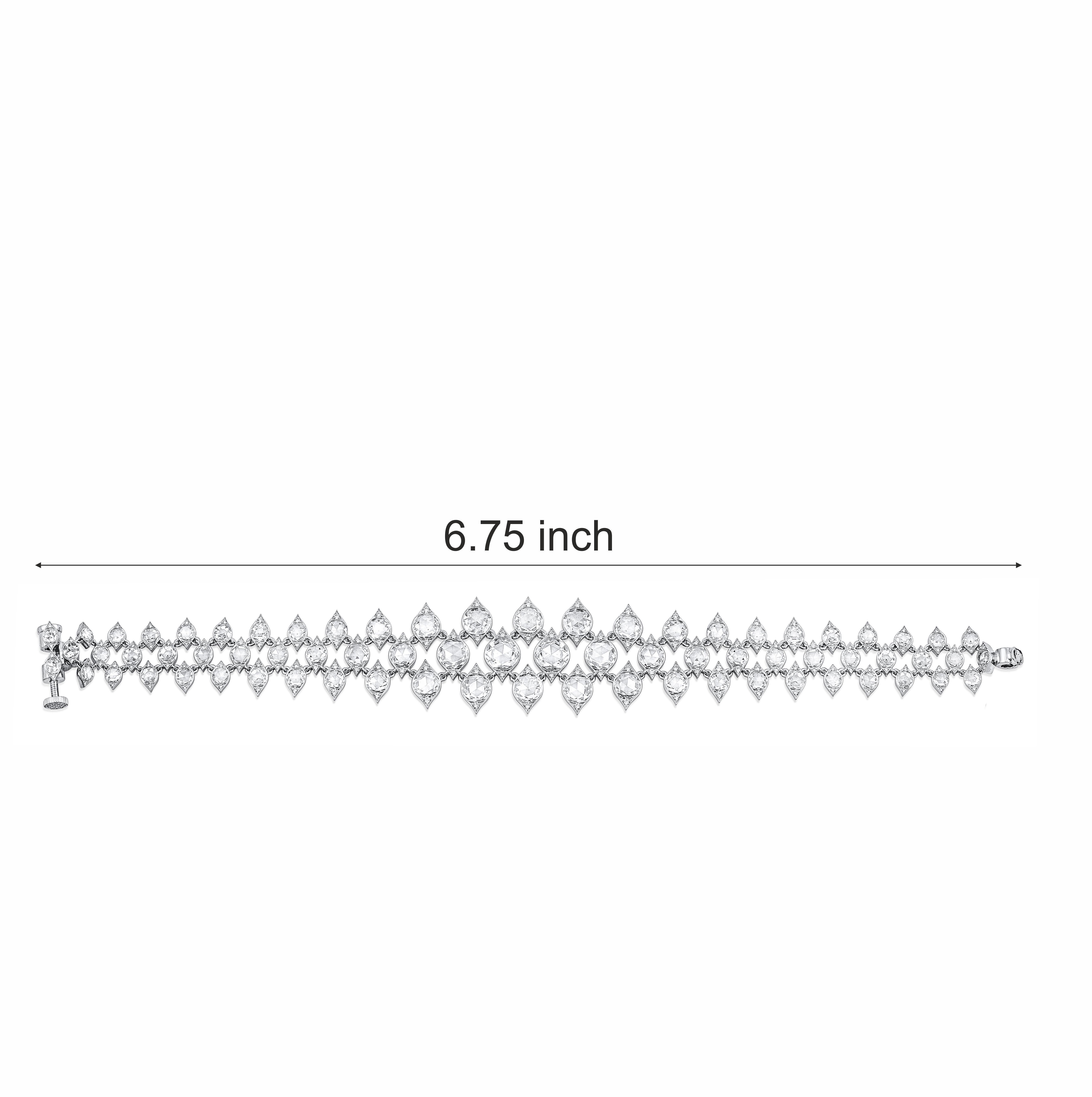 Modern HARAKH 10.00 CT Brilliant and Rose cut Diamond 18KT White Gold Bracelet For Sale
