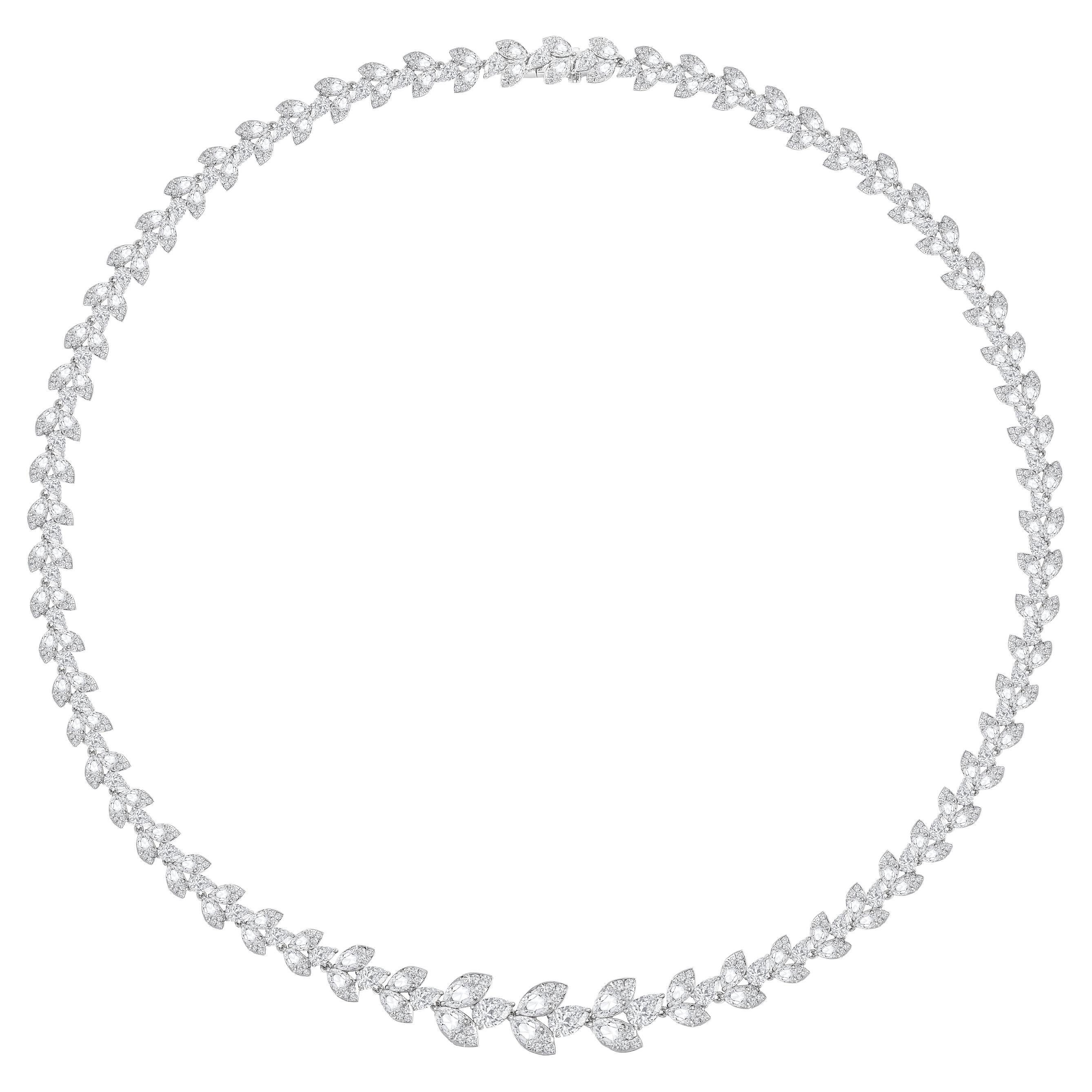 HARAKH 14 1/2 CT Colorless Diamond Frangipani High Jewelry 18KT Gold Necklace For Sale