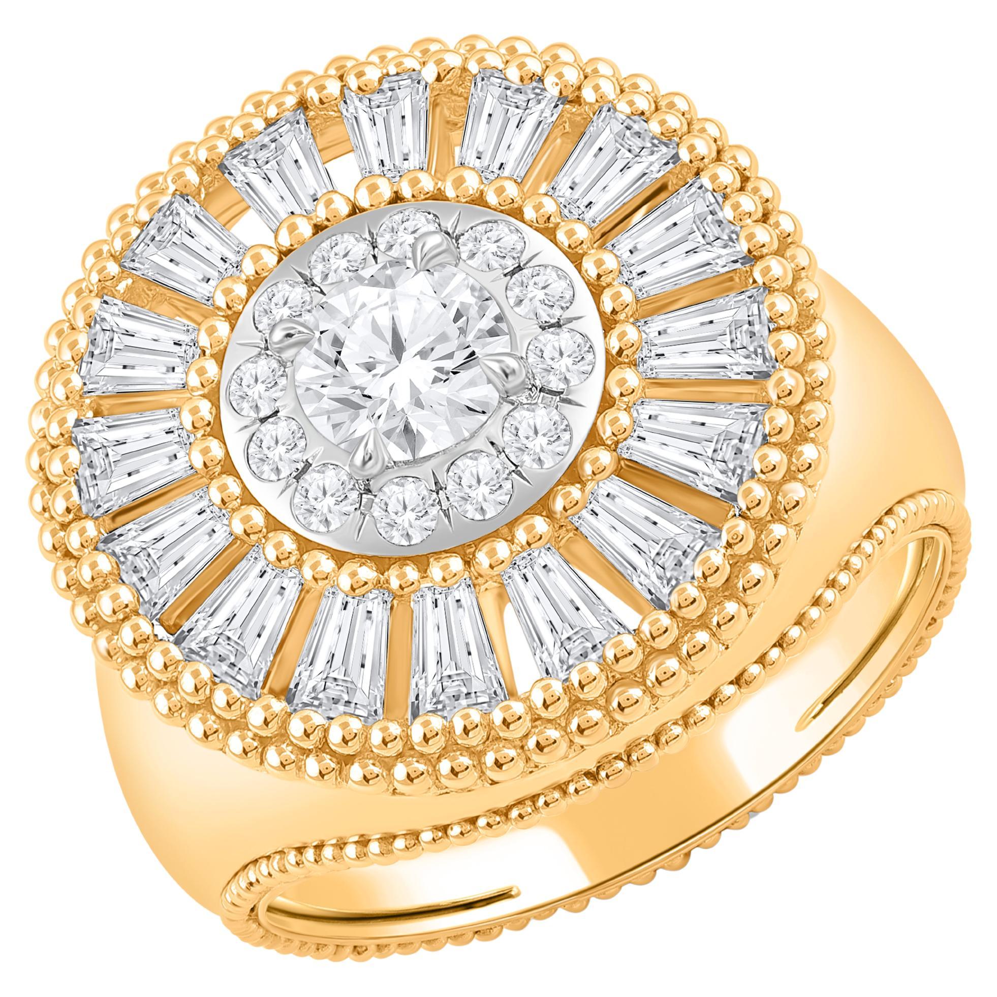 HARAKH 1.50 CT Colorless Diamond 18K Gold Sunlight Twilight Spiral Diamond Ring