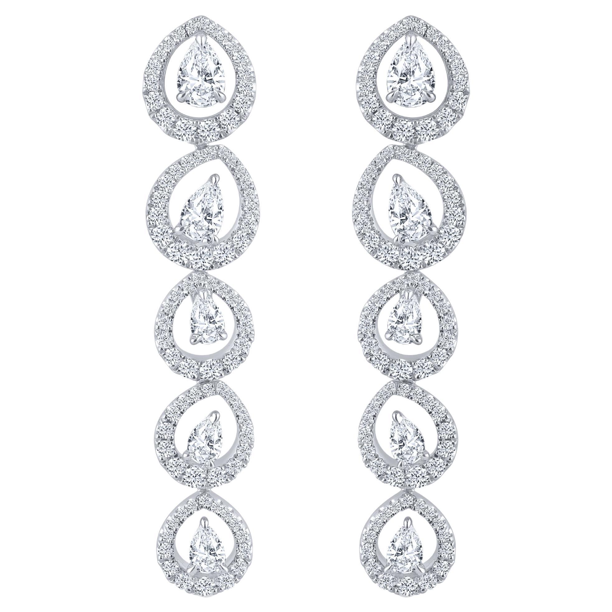Harakh 1.65 Carat Colorless Diamond Dangling 18 Kt White Gold Gold Earrings