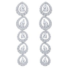 Harakh 1.68 Carat Colorless Diamond Dangling 18 Kt White Gold Gold Earrings