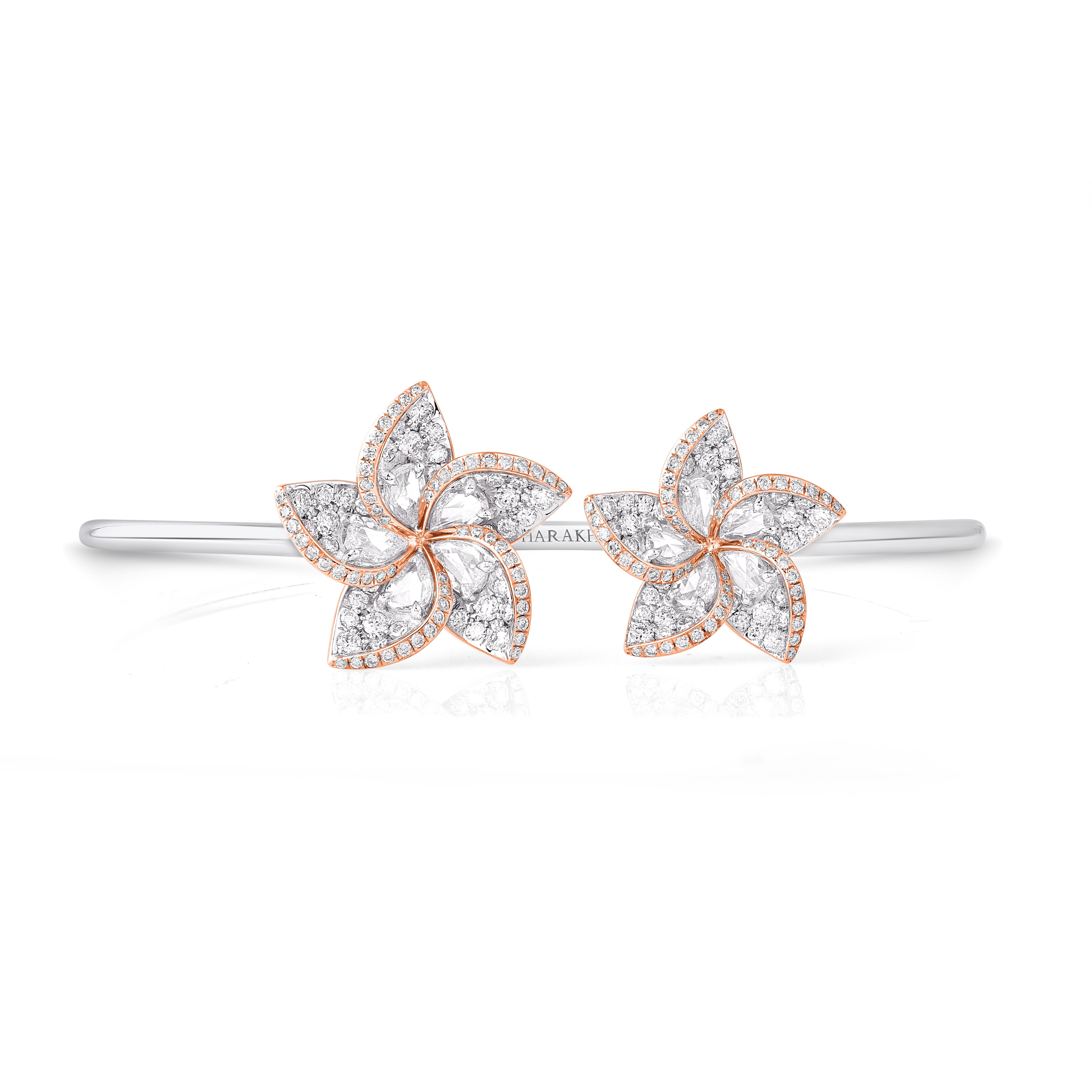 Modern HARAKH 1 3/4 CT Natural Colorless Diamond Bracelet in 18KT White & Rose Gold For Sale