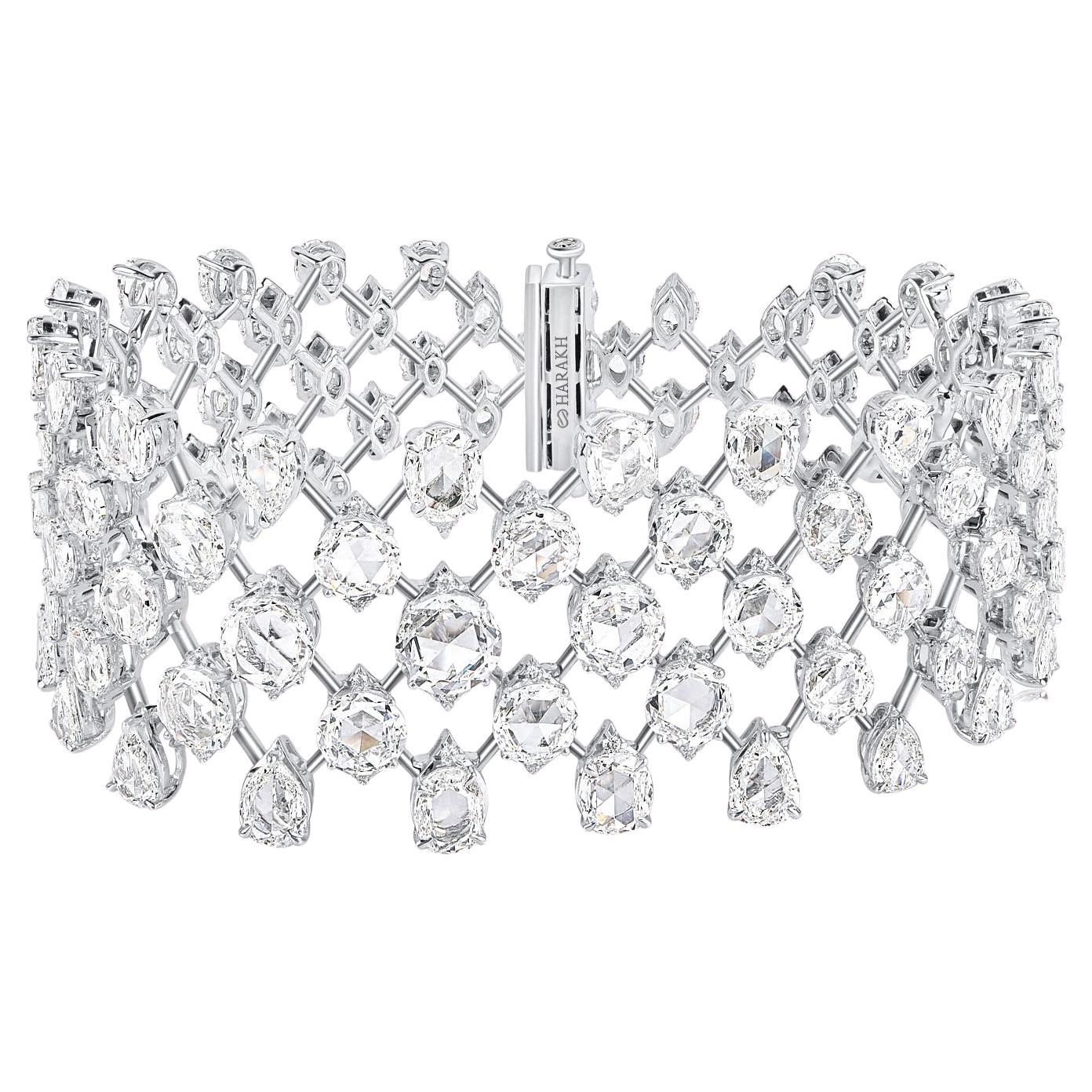 Harakh 18 5/8 CT Natural Colorless Diamond Brillant and Rose cut Bracelet
