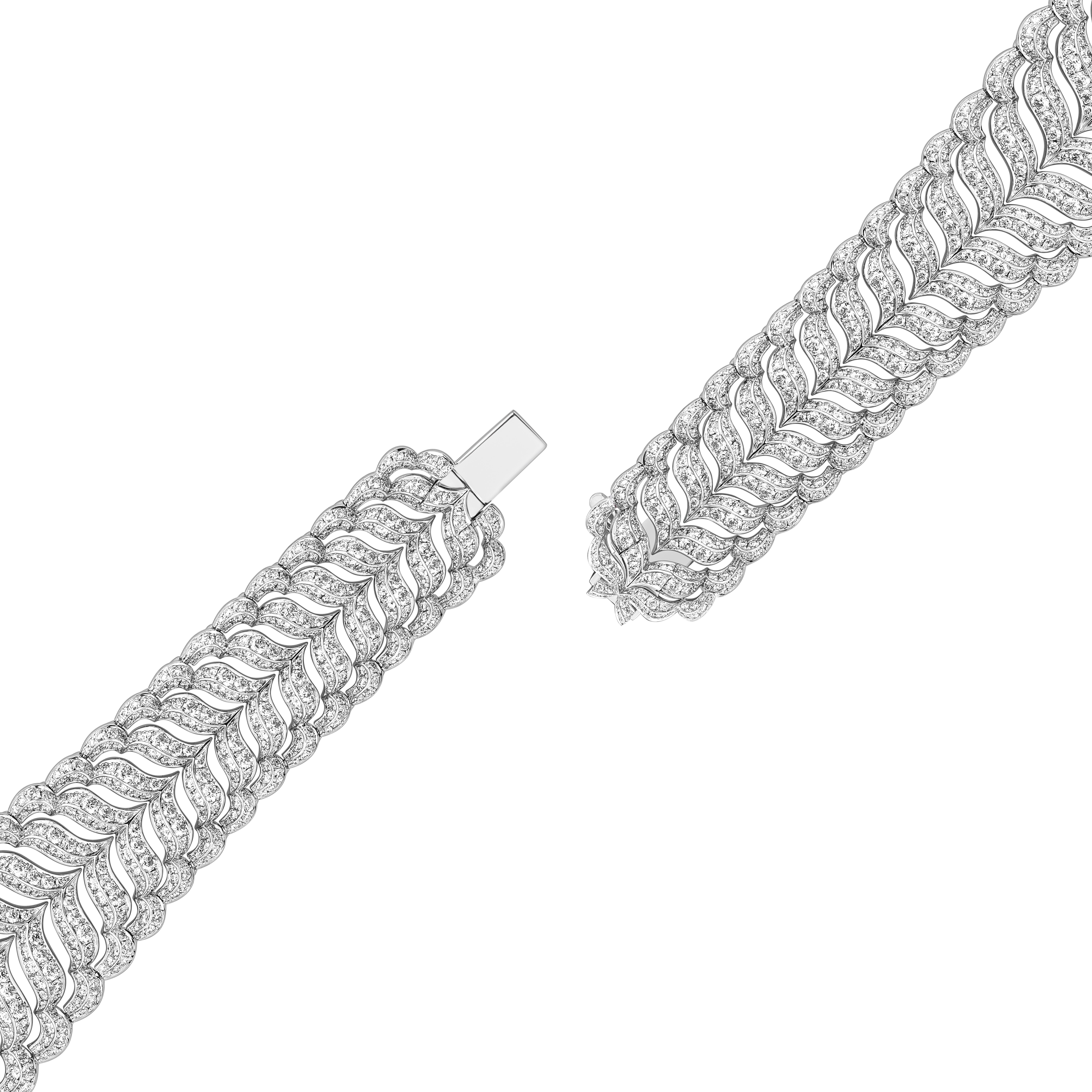 Taille brillant Harakh 18 7/8 CT Natural Colorless Diamond Brilliant & Rose Cut Mandala Bracelet en vente