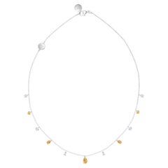 HARAKH 1 3/4 Colorless & Yellow Diamonds Raindrop Tassel Necklace in 18kt Gold