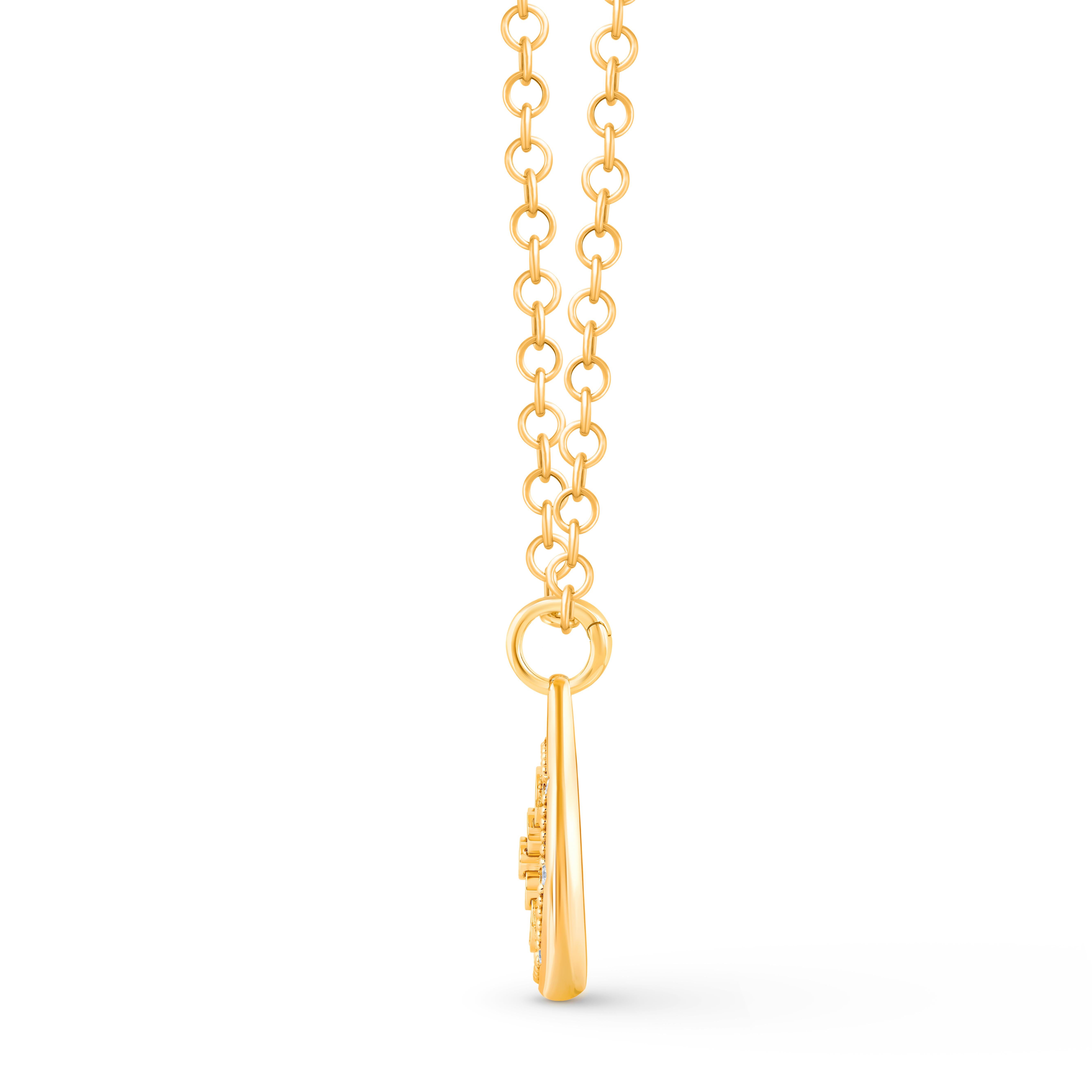 Contemporaneo Collana con ciondolo dell'equilibrio con diamanti incolori Harakh in oro 18 carati in vendita