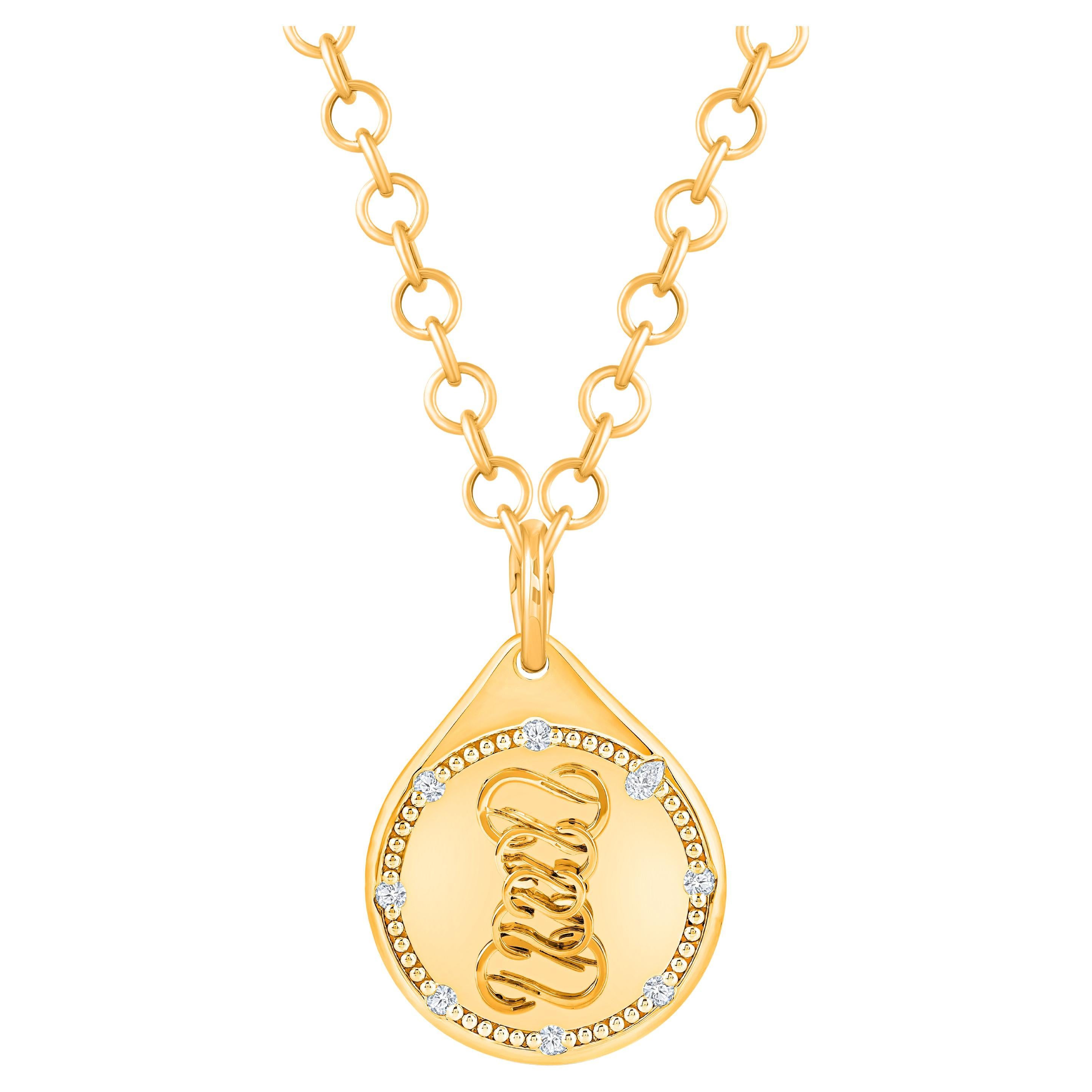HARAKH 18 Karat Gold farblose Diamant-Halskette mit JOY Balance-Anhänger