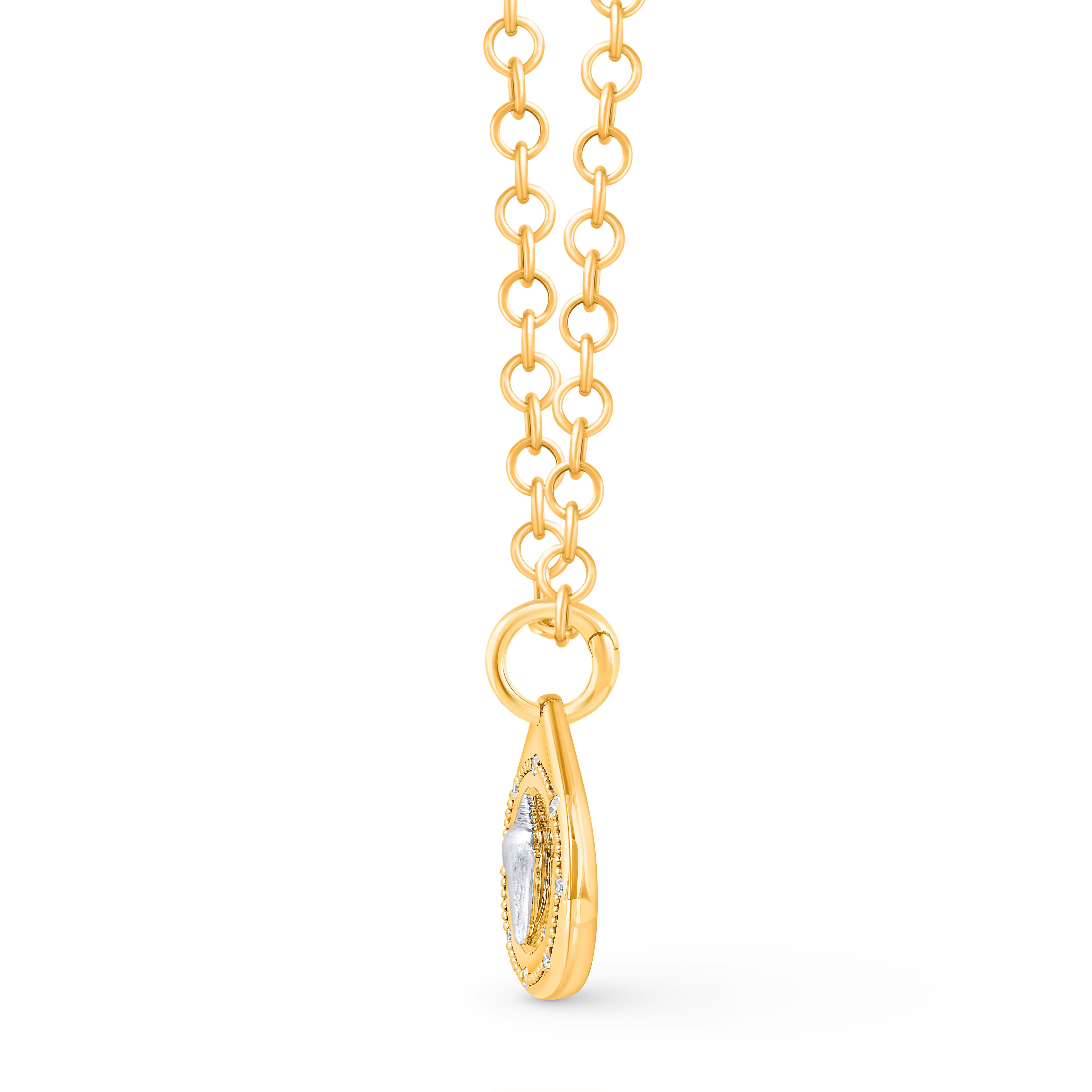 Contemporary HARAKH 18 Karat Gold Colorless Diamond Drop of JOY Clarity Pendant Necklace For Sale