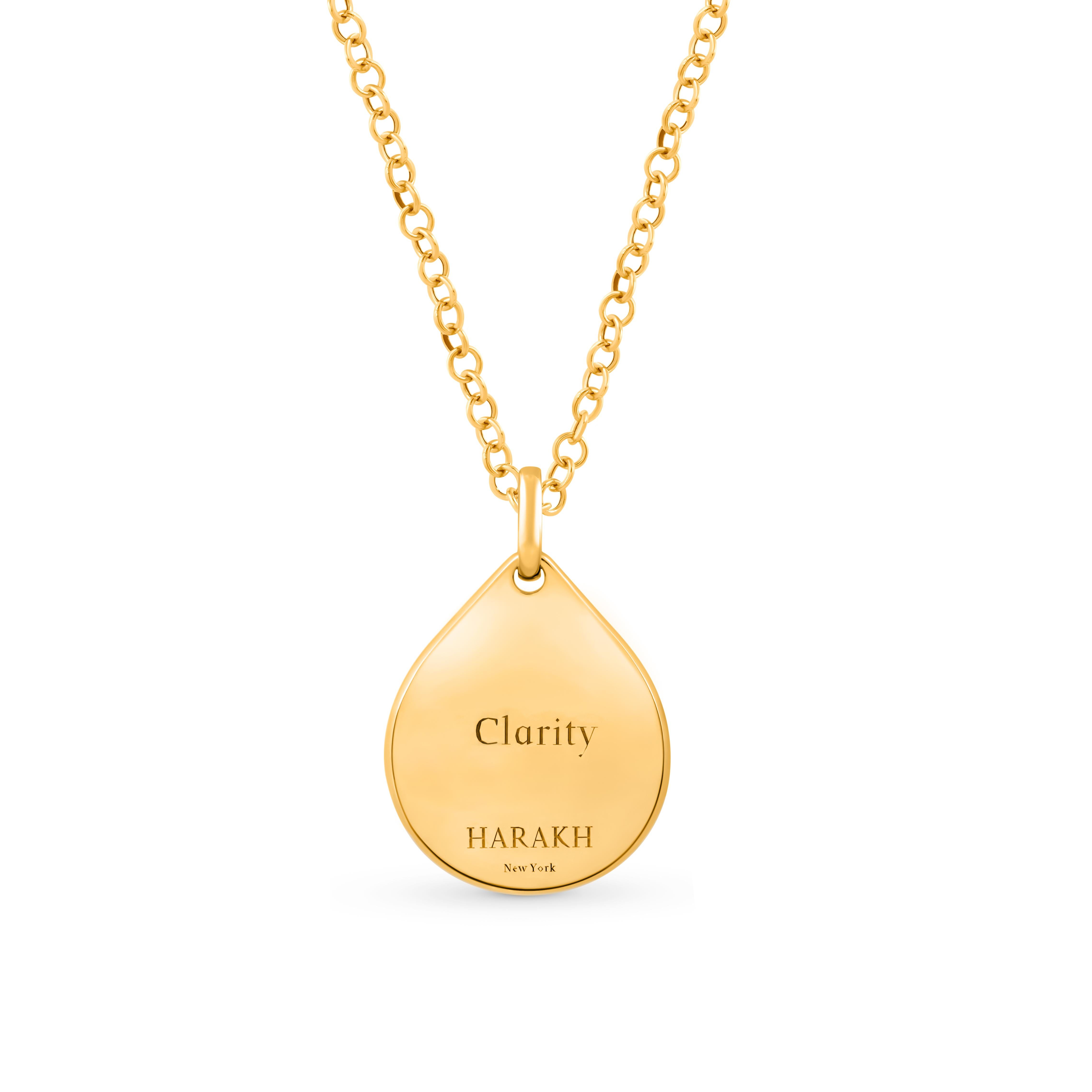 Taglio brillante Collana con ciondolo con diamante incolore di chiarezza HARAKH, oro 18 carati, Goccia di Gioia in vendita