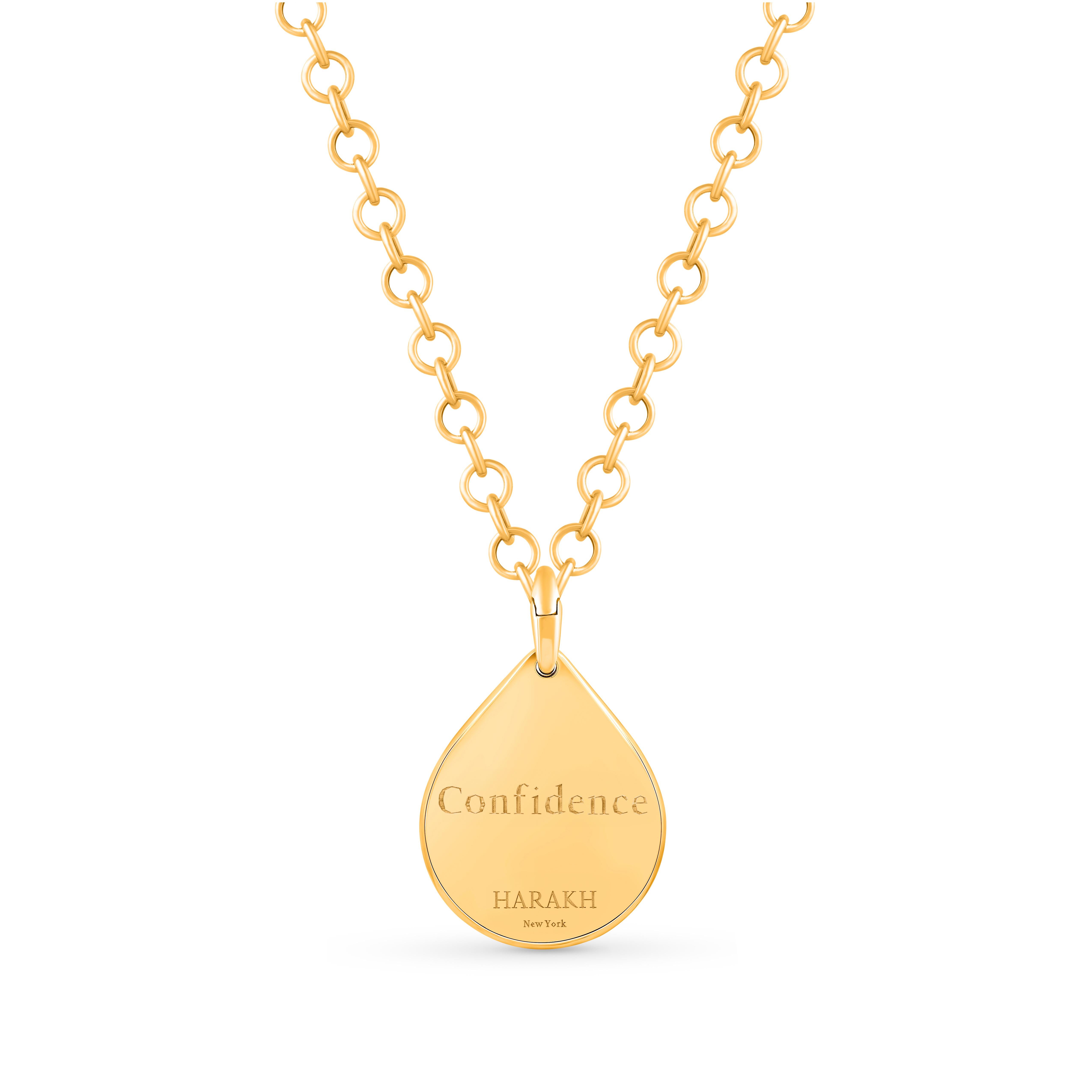 Contemporaneo Collana con ciondolo della fiducia con diamante incolore in oro 18 carati di Harakh in vendita