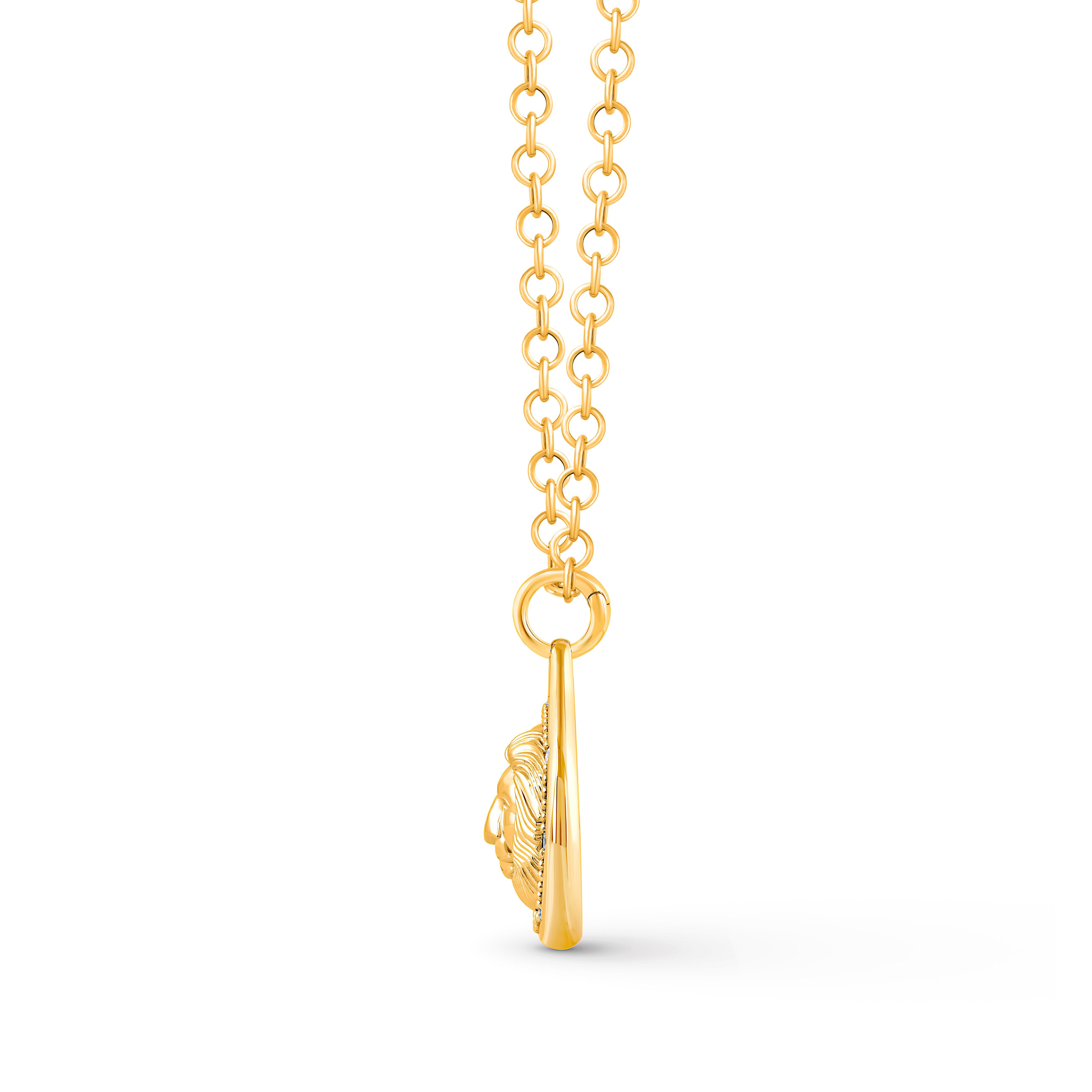 Taille brillant HARAKH, collier pendentif Courage JOY en or 18 carats avec diamants incolores de 1/3 carat en vente