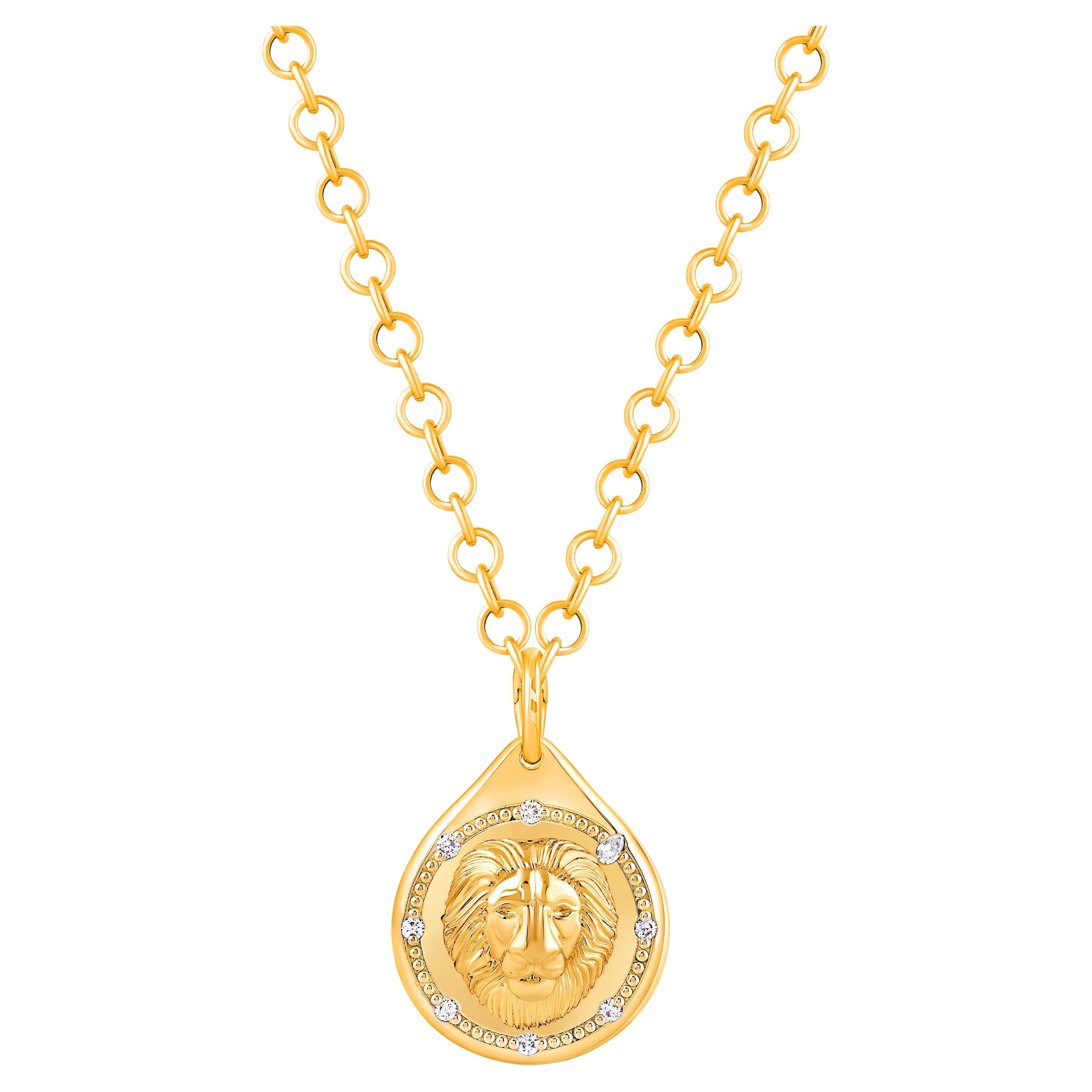 HARAKH 1/3 Ct Colorless Diamond Drop of JOY Courage 18kt Gold Pendant Necklace