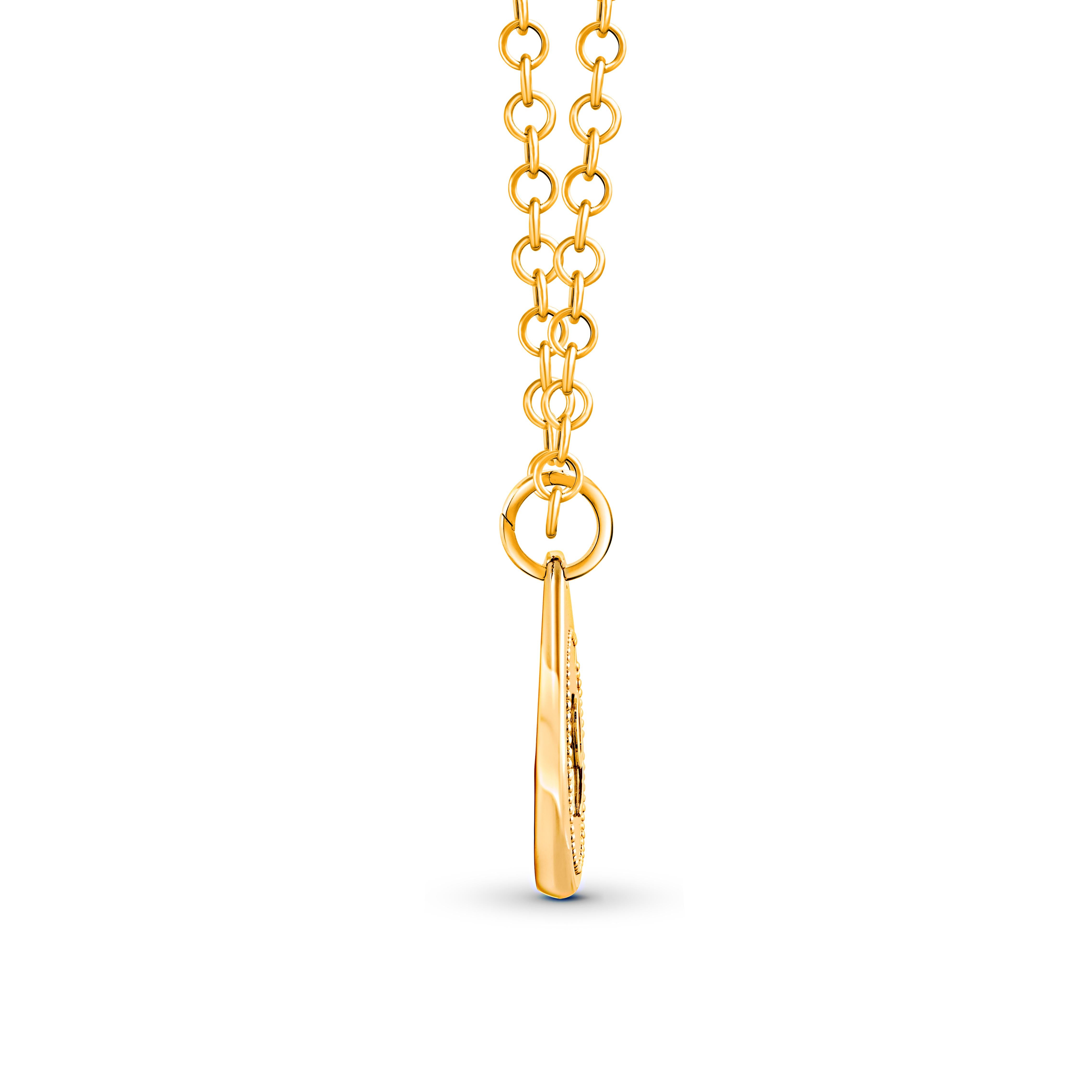 Contemporaneo Collana con ciondolo della fortuna con diamanti incolore in oro 18 carati di Harakh in vendita