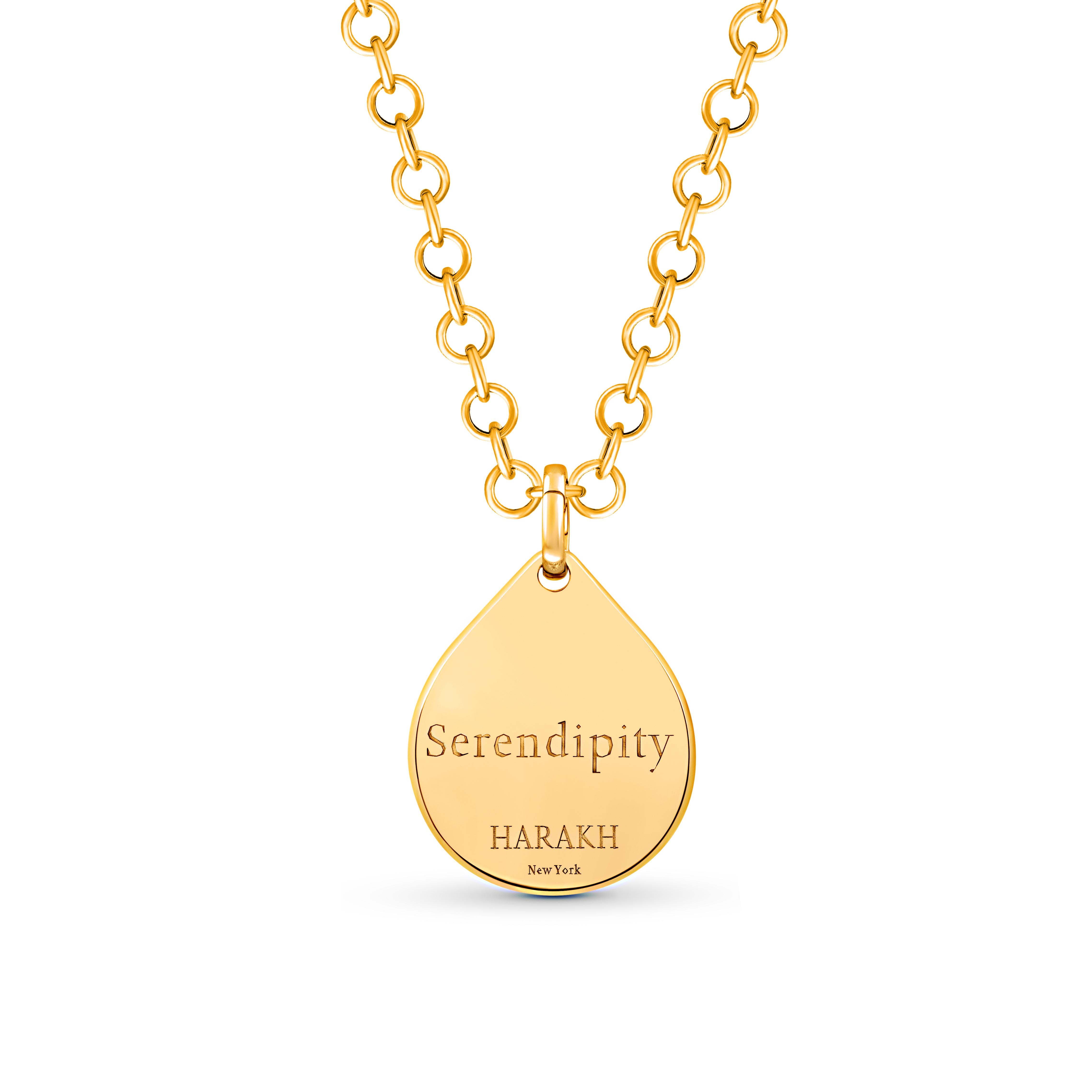 Taglio brillante Collana con ciondolo della fortuna con diamanti incolore in oro 18 carati di Harakh in vendita
