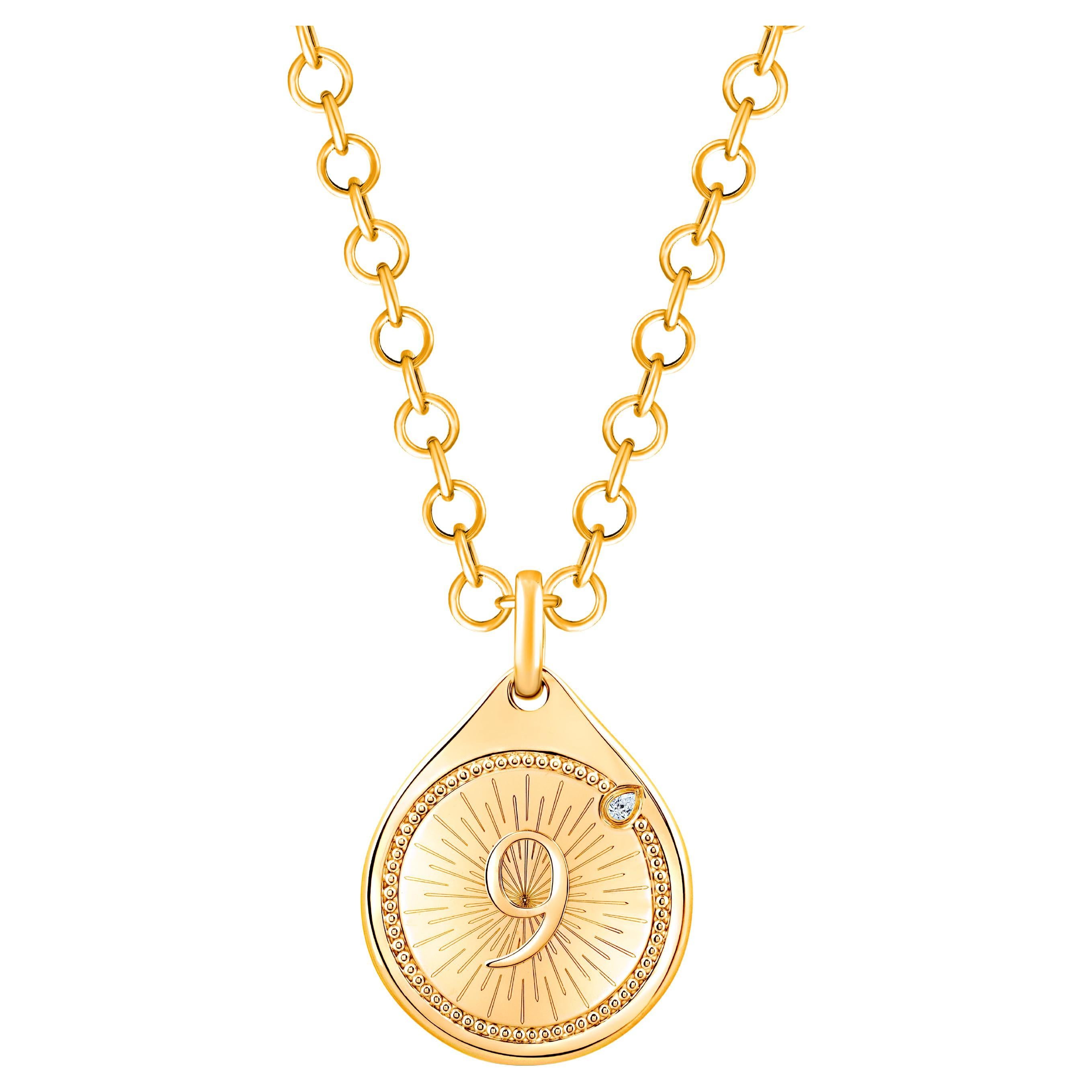 HARAKH 18 Karat Gold Colorless Diamond Drop of JOY Fortune Pendant Necklace